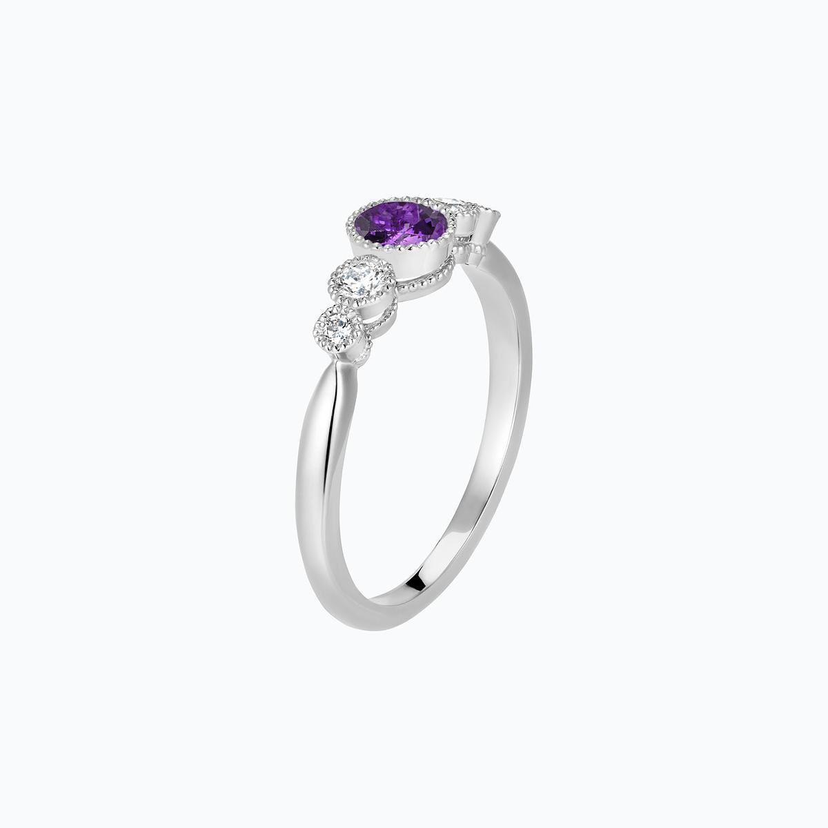 Solitaire Paloma Millegrain Améthyste 4.5 mm