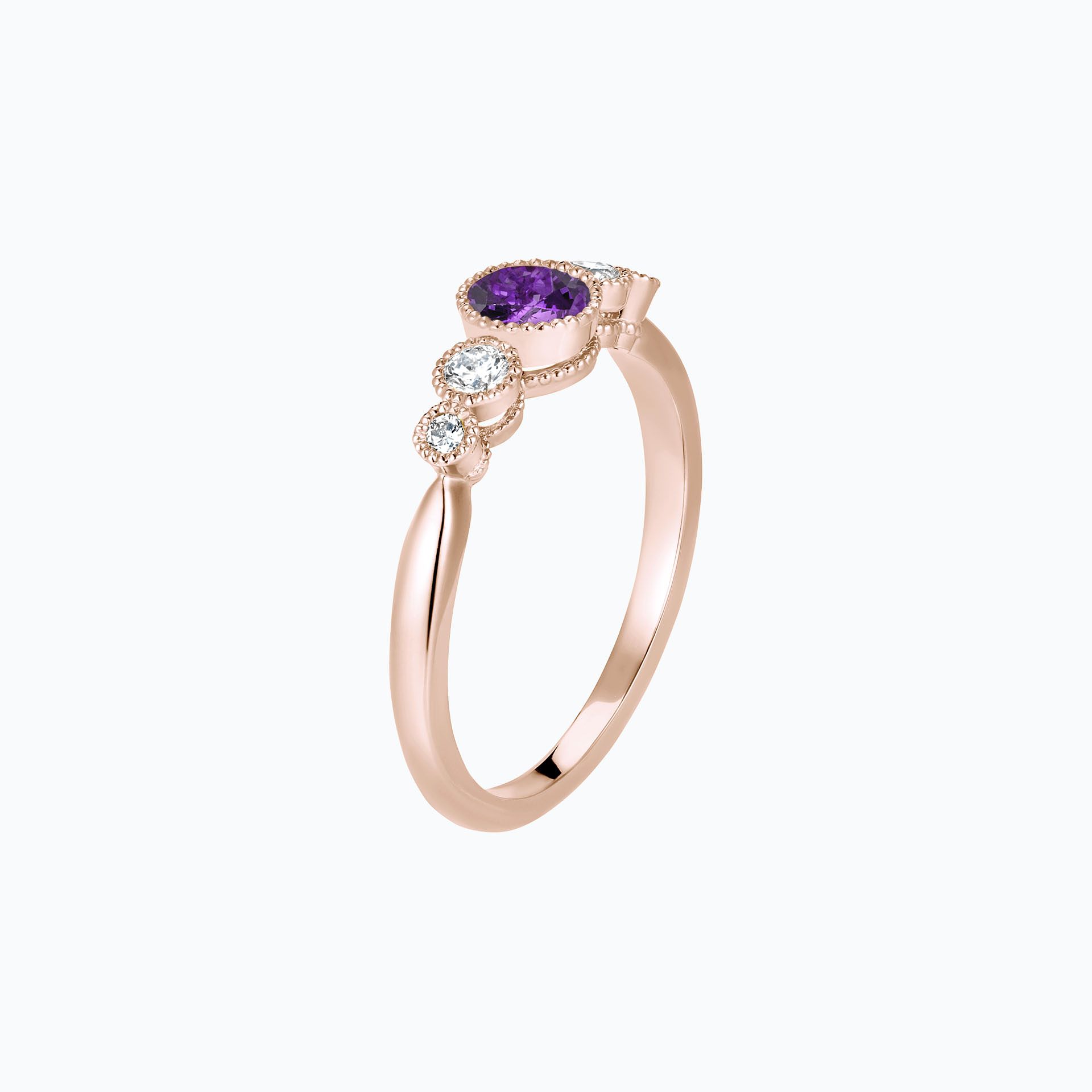 Solitaire Paloma Millegrain Améthyste 4.5 mm