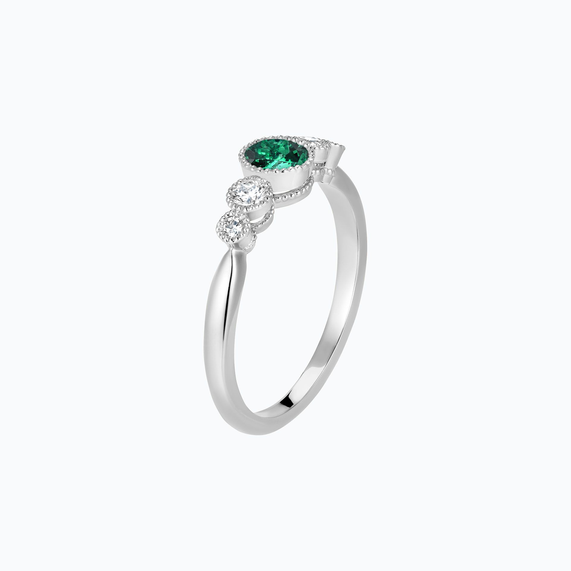 Solitaire Paloma Millegrain Émeraude 4.5 mm