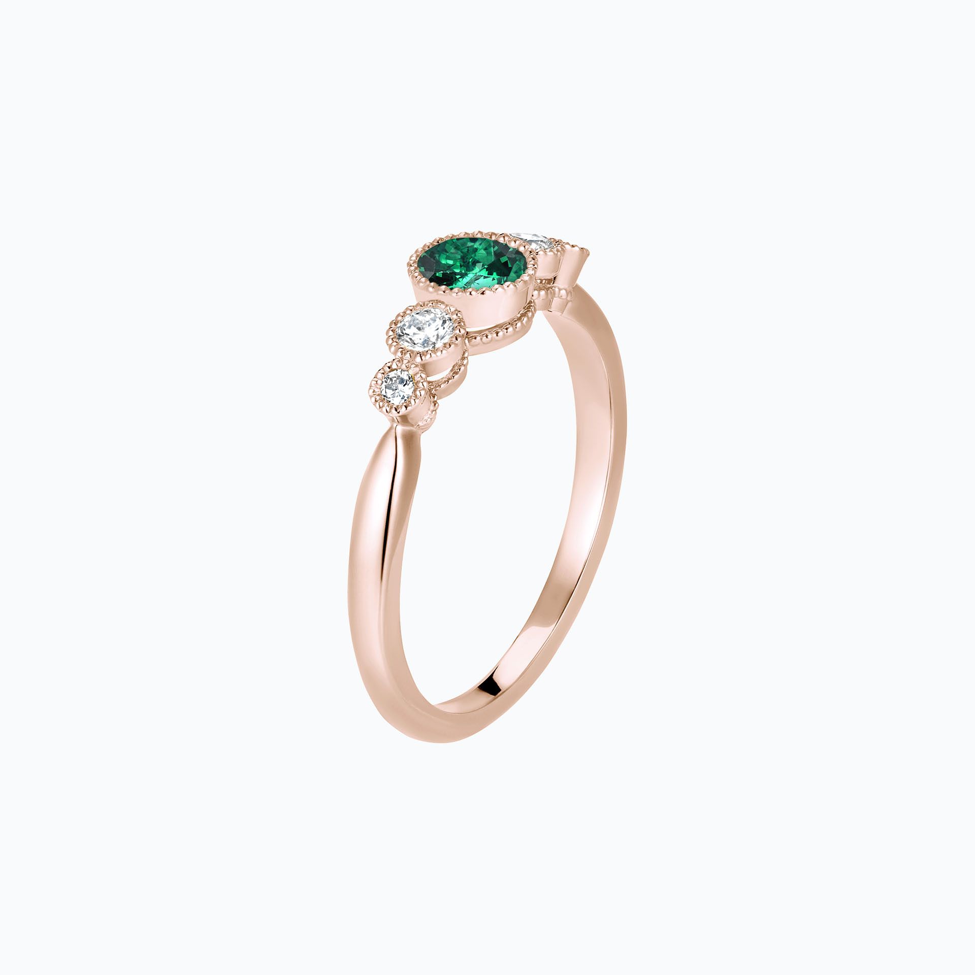 Solitaire Paloma Millegrain Émeraude 4.5 mm