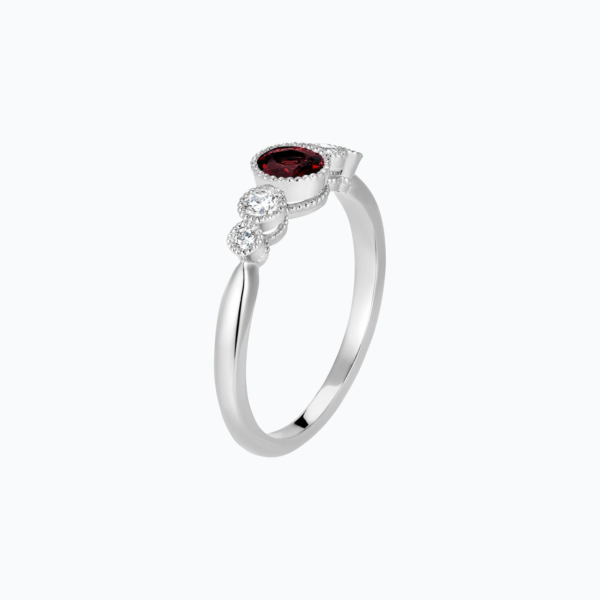 Solitaire Paloma Millegrain Grenat 4.5 mm