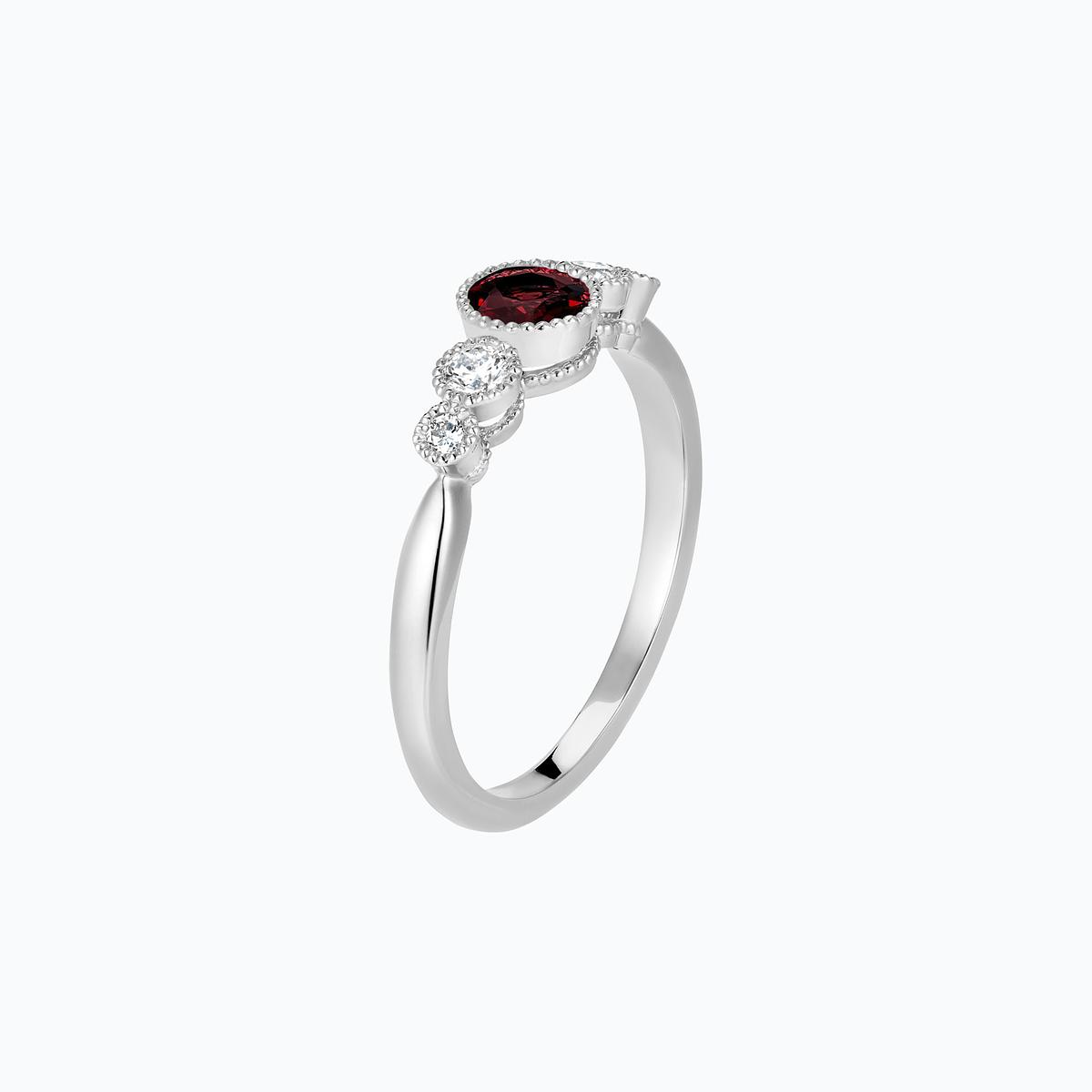 Solitaire Paloma Millegrain Grenat 4.5 mm