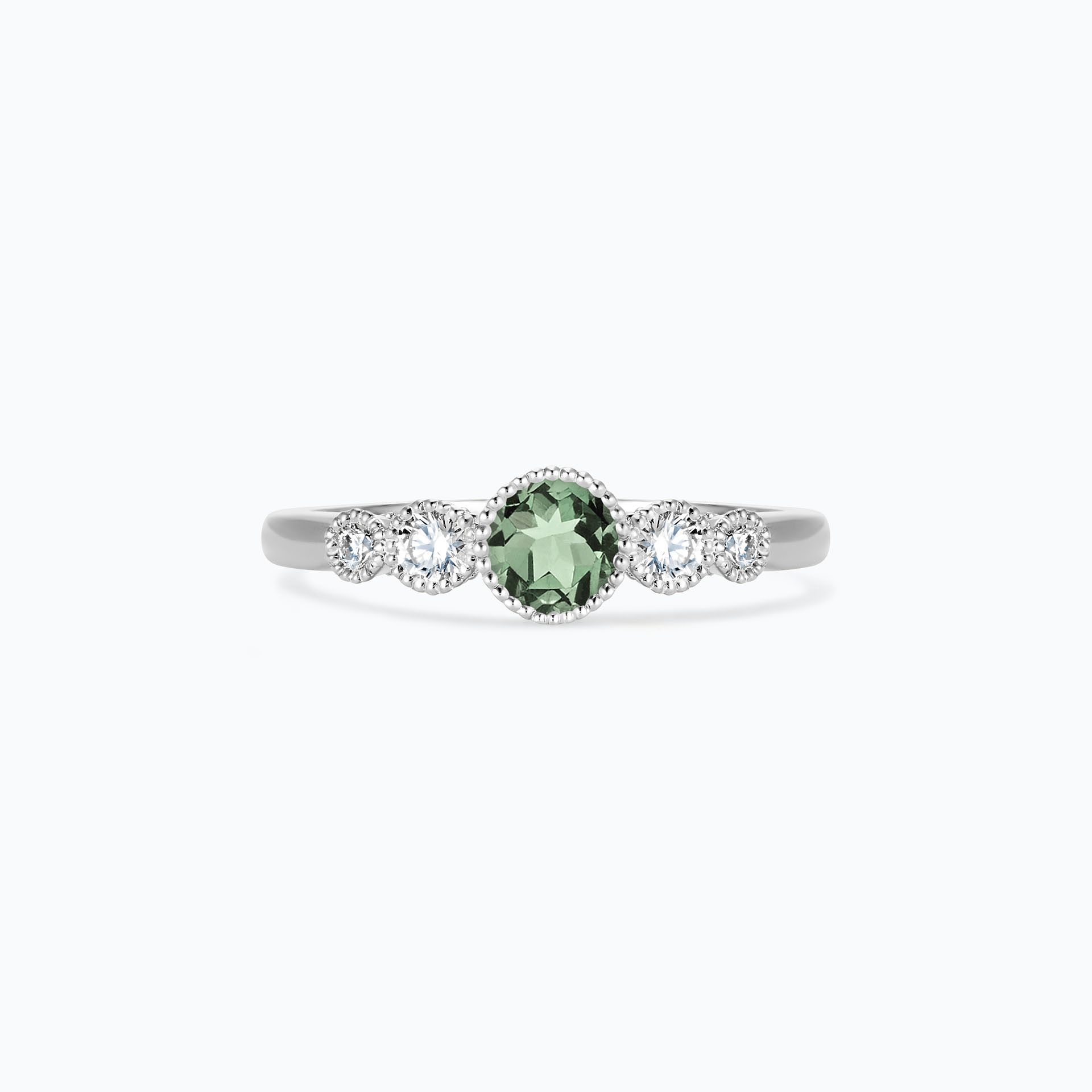 Solitaire Paloma Millegrain Saphir Vert 4.5 mm