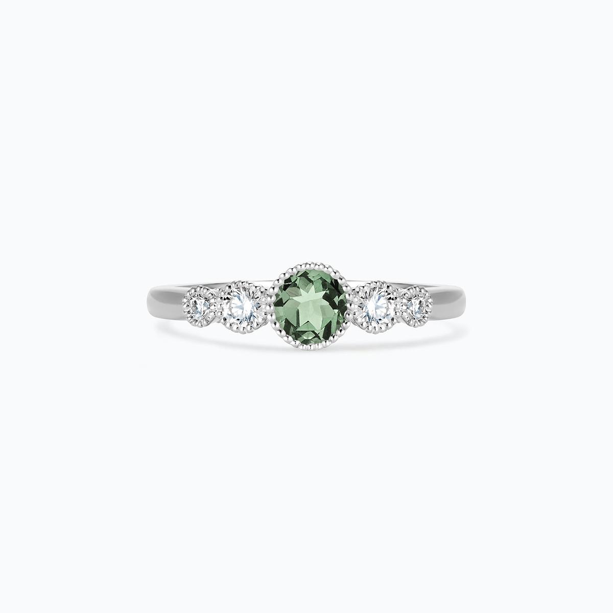 Solitaire Paloma Millegrain Saphir Vert 4.5 mm