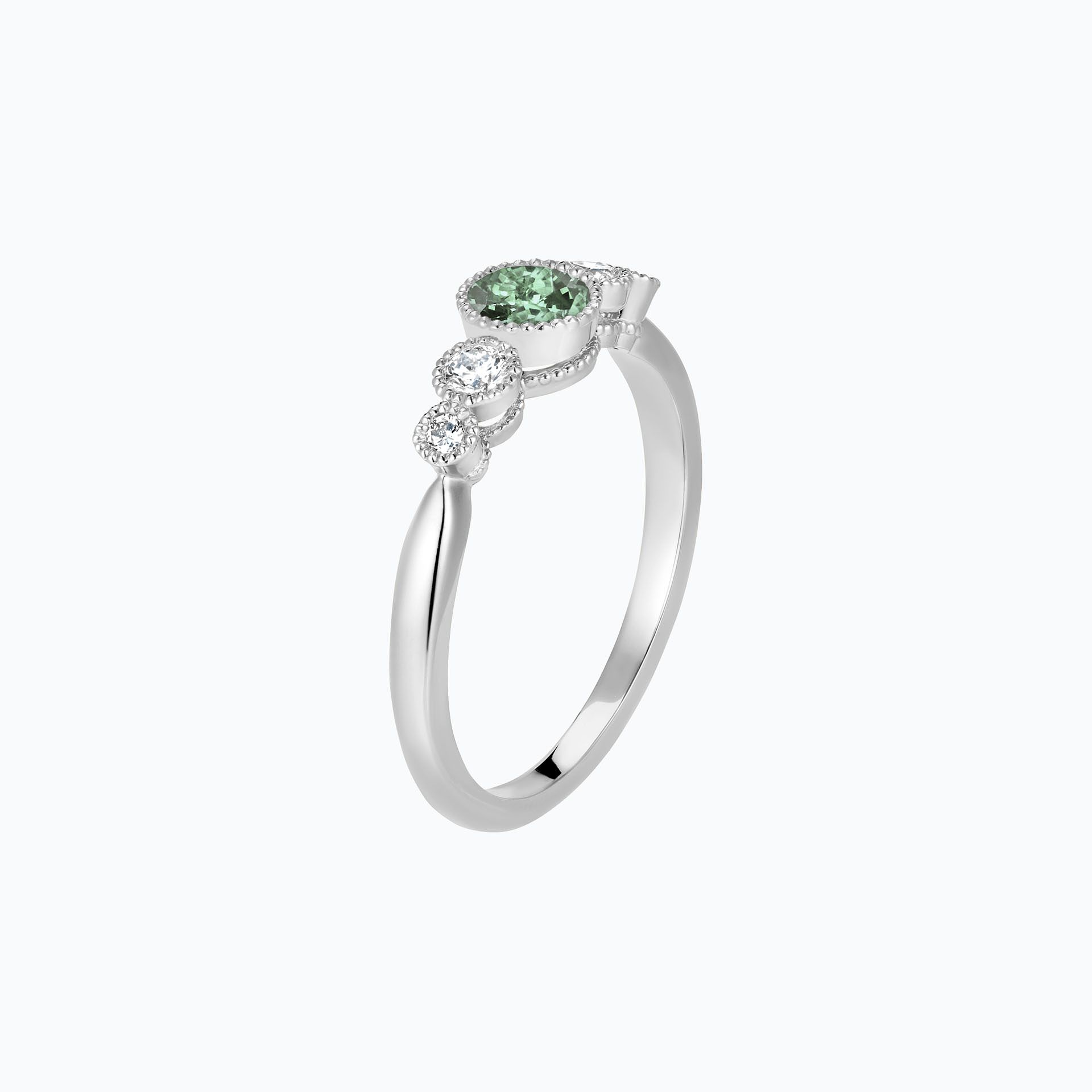 Solitaire Paloma Millegrain Saphir Vert 4.5 mm