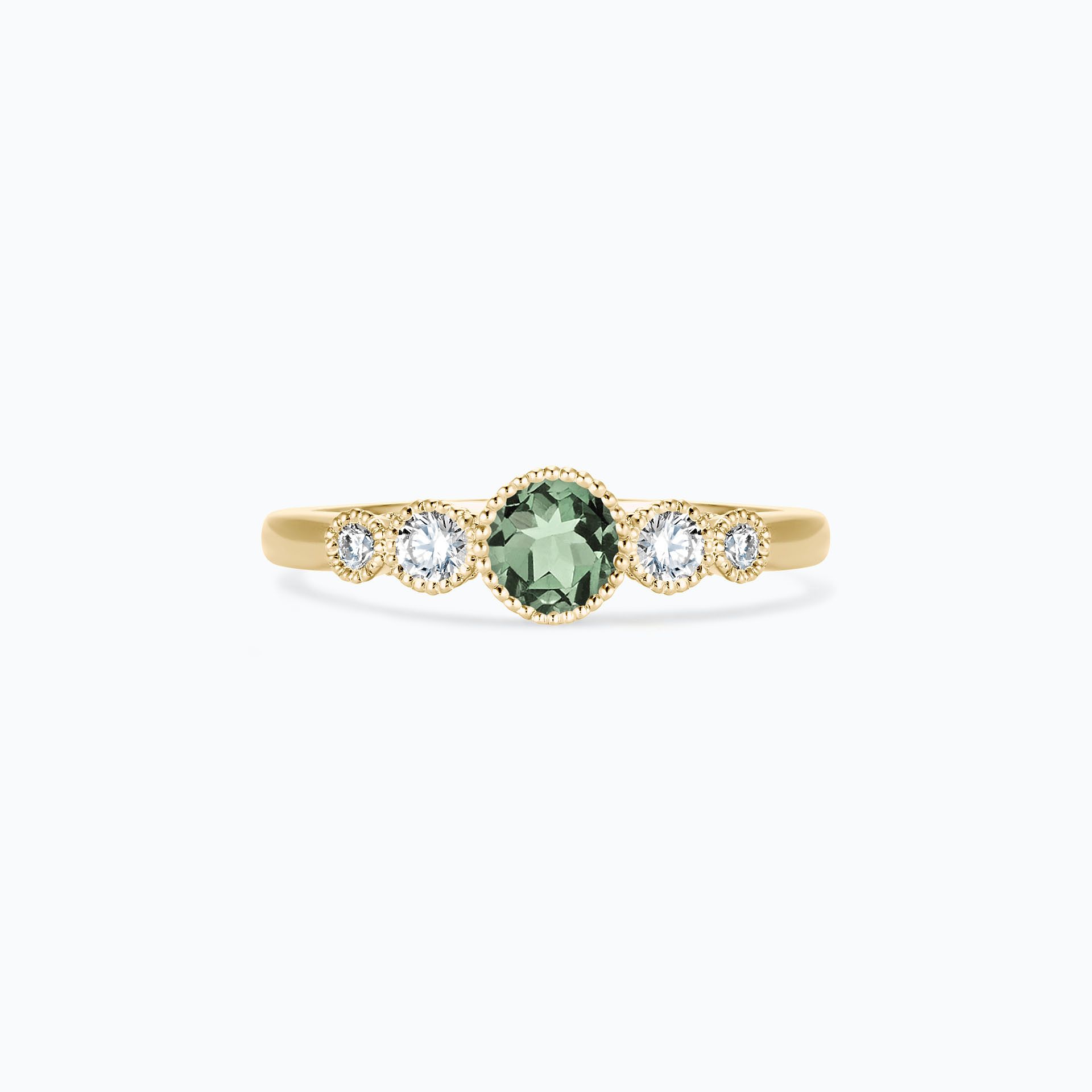 Solitaire Paloma Millegrain Saphir Vert 4.5 mm