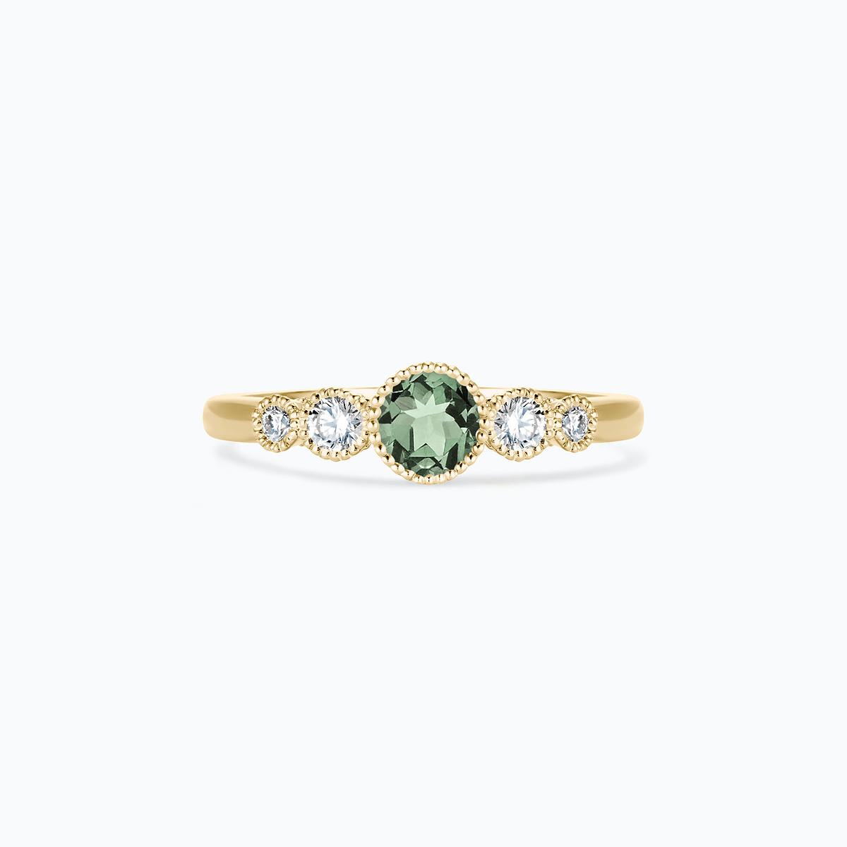 Solitaire Paloma Millegrain Saphir Vert 4.5 mm