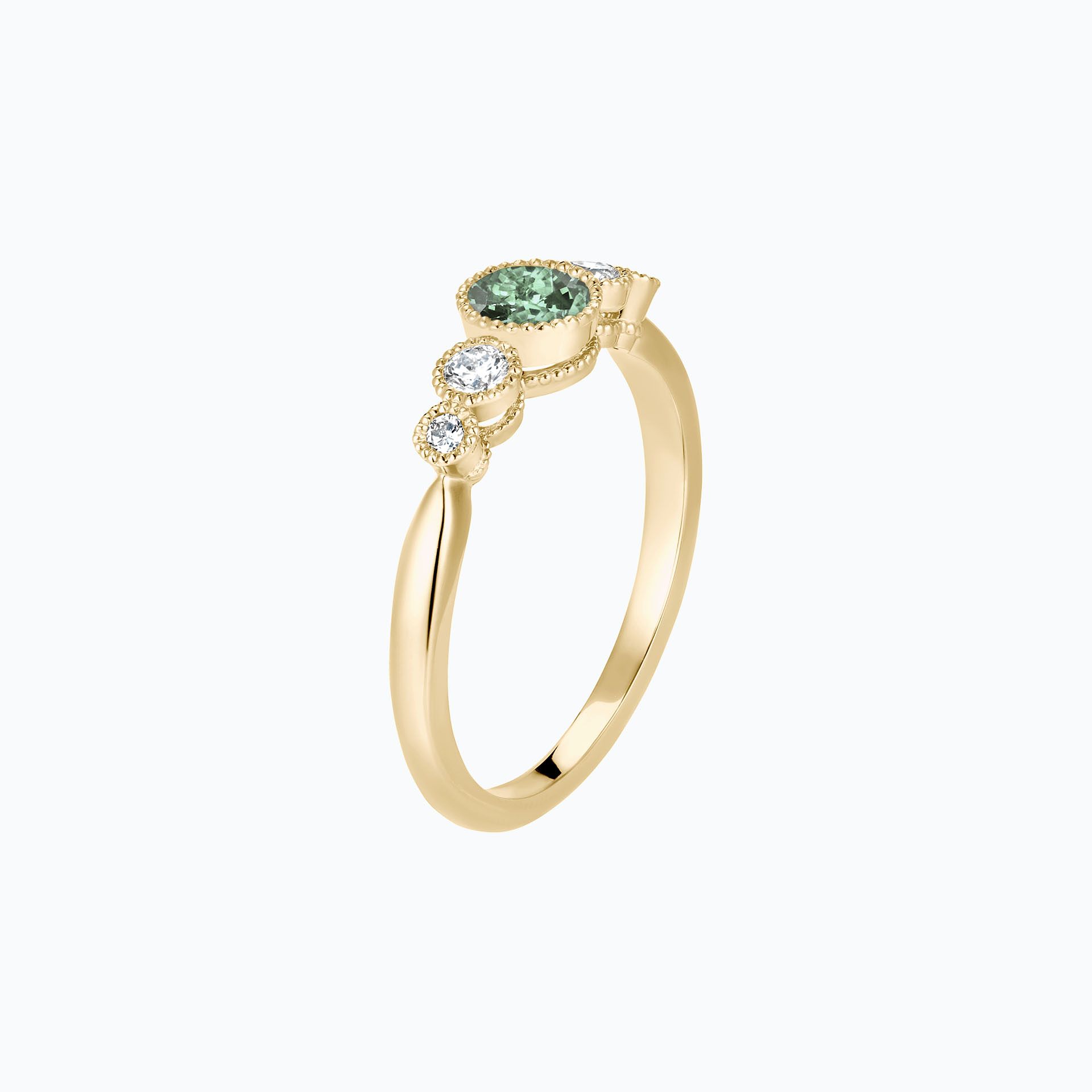 Solitaire Paloma Millegrain Saphir Vert 4.5 mm
