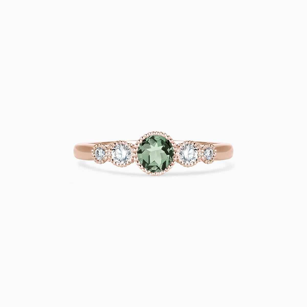 Solitaire Paloma Millegrain Saphir Vert 4.5 mm