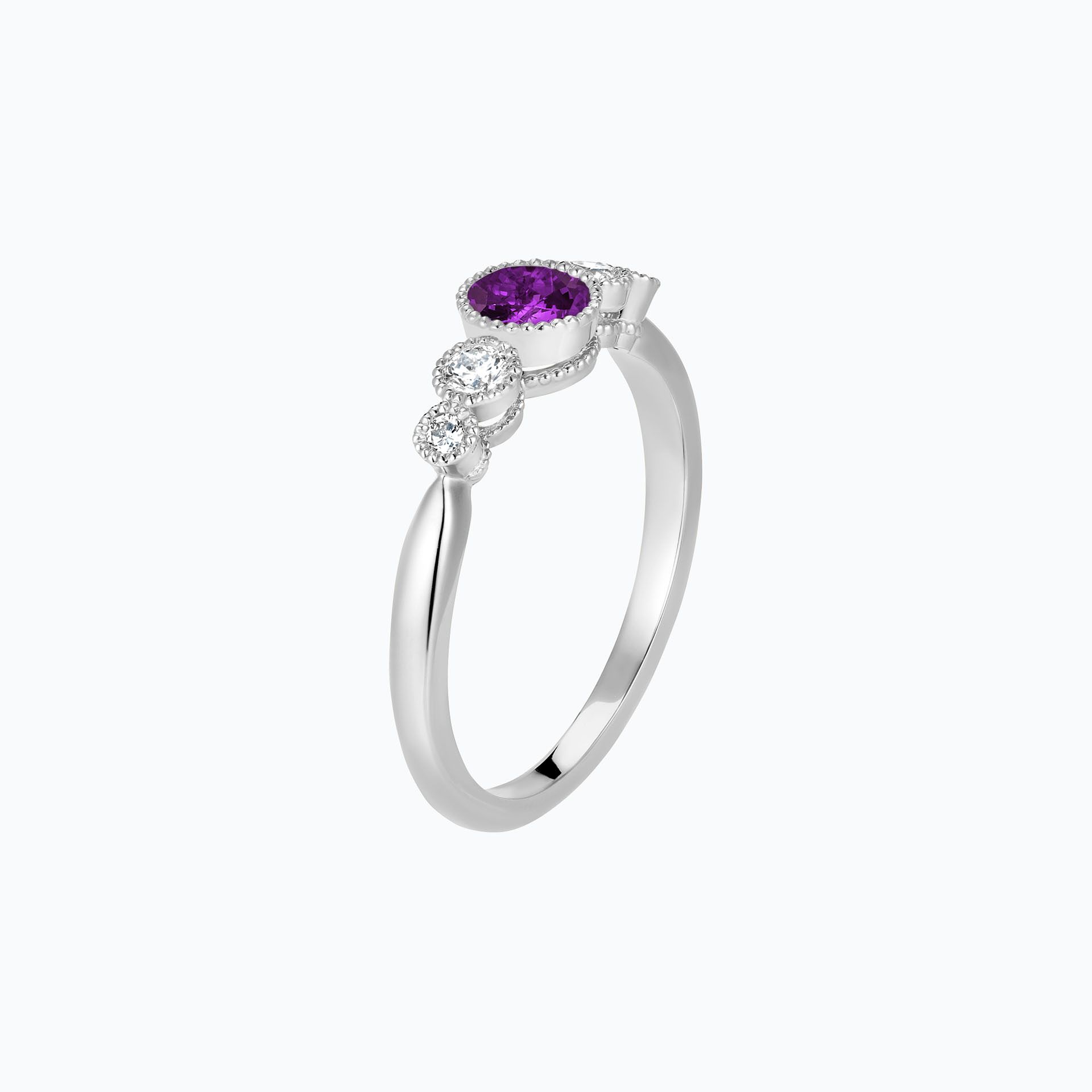Solitaire Paloma Millegrain Saphir Violet 4.5 mm