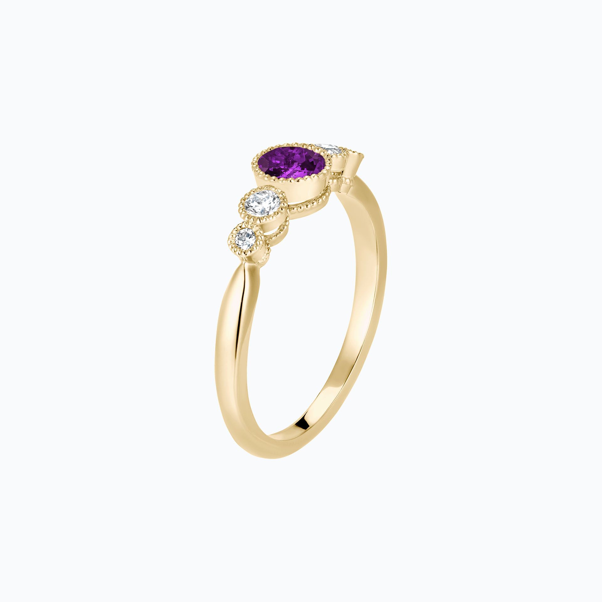 Solitaire Paloma Millegrain Saphir Violet 4.5 mm