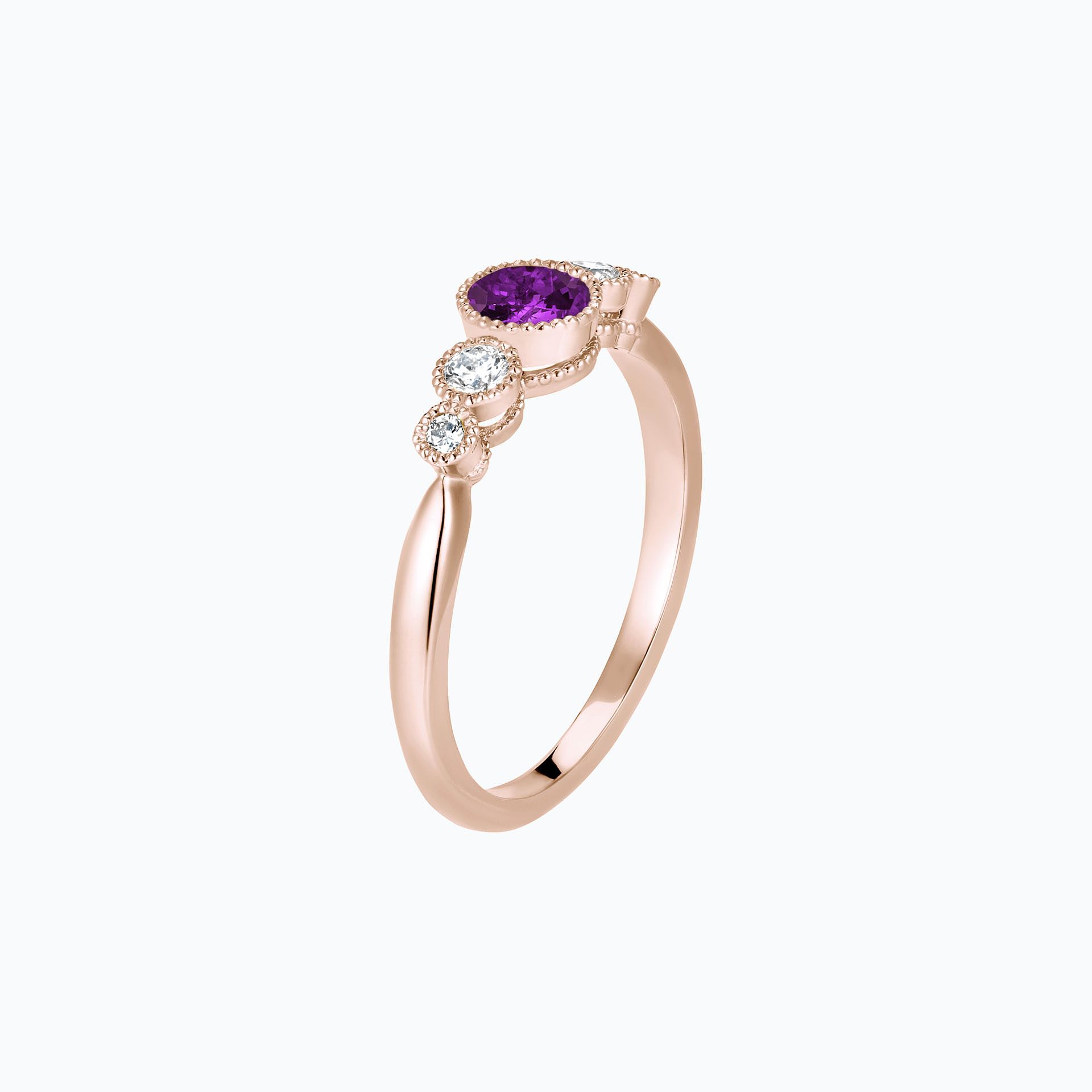 Solitaire Paloma Millegrain Saphir Violet 4.5 mm