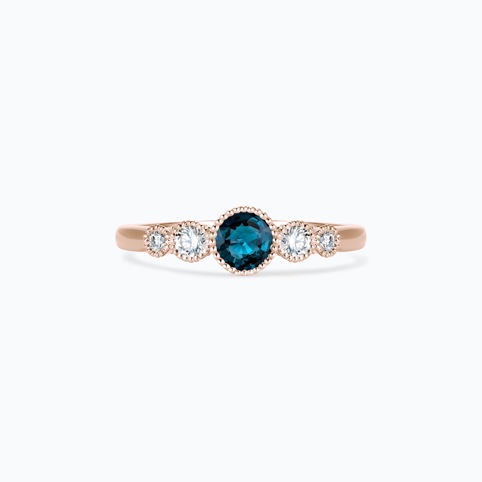 Solitaire Paloma Millegrain Topaze Blue London 4.5 mm
