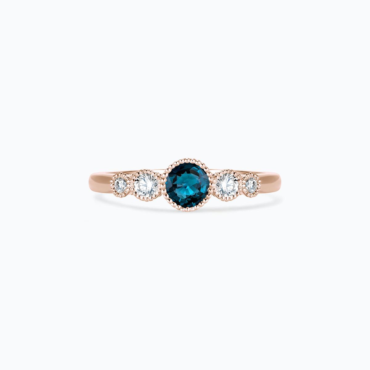 Solitaire Paloma Millegrain Topaze Blue London 4.5 mm