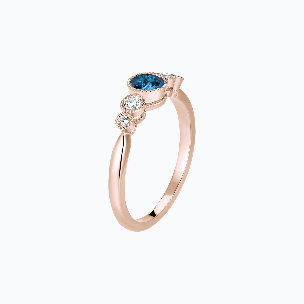 Solitaire Paloma Millegrain Topaze Blue London 4.5 mm
