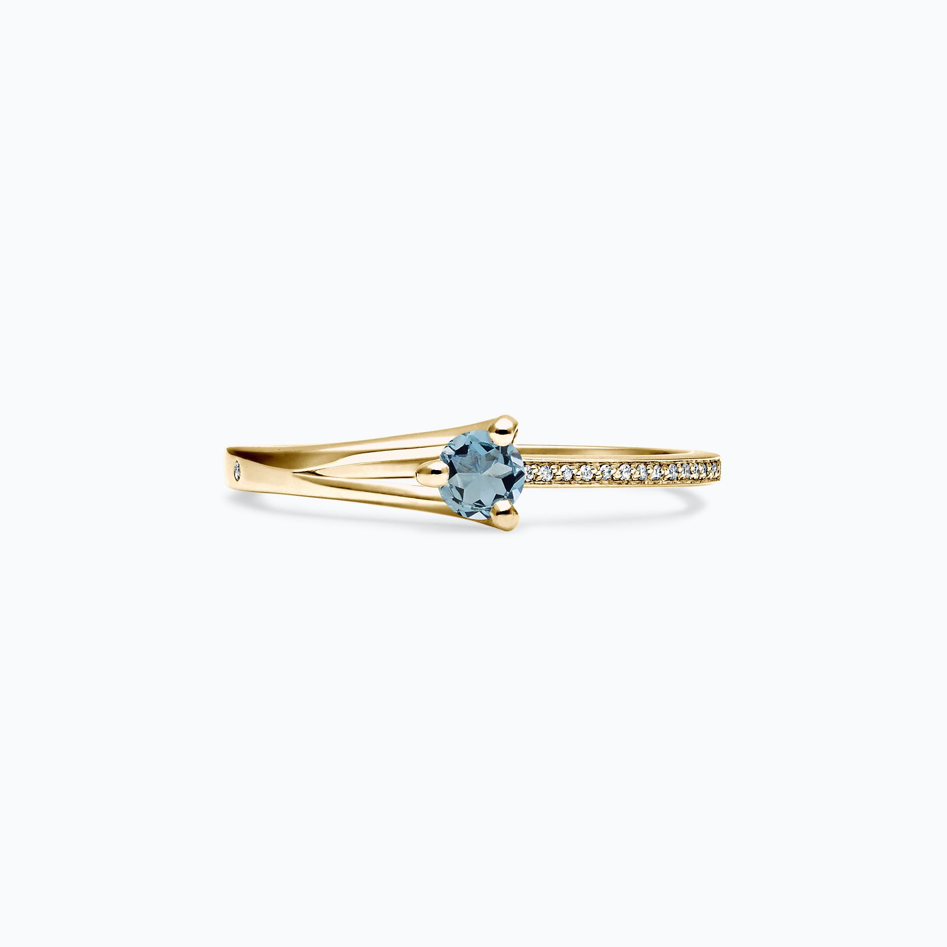 Solitaire Pavé Étoile Aigue-Marine 3.5 mm