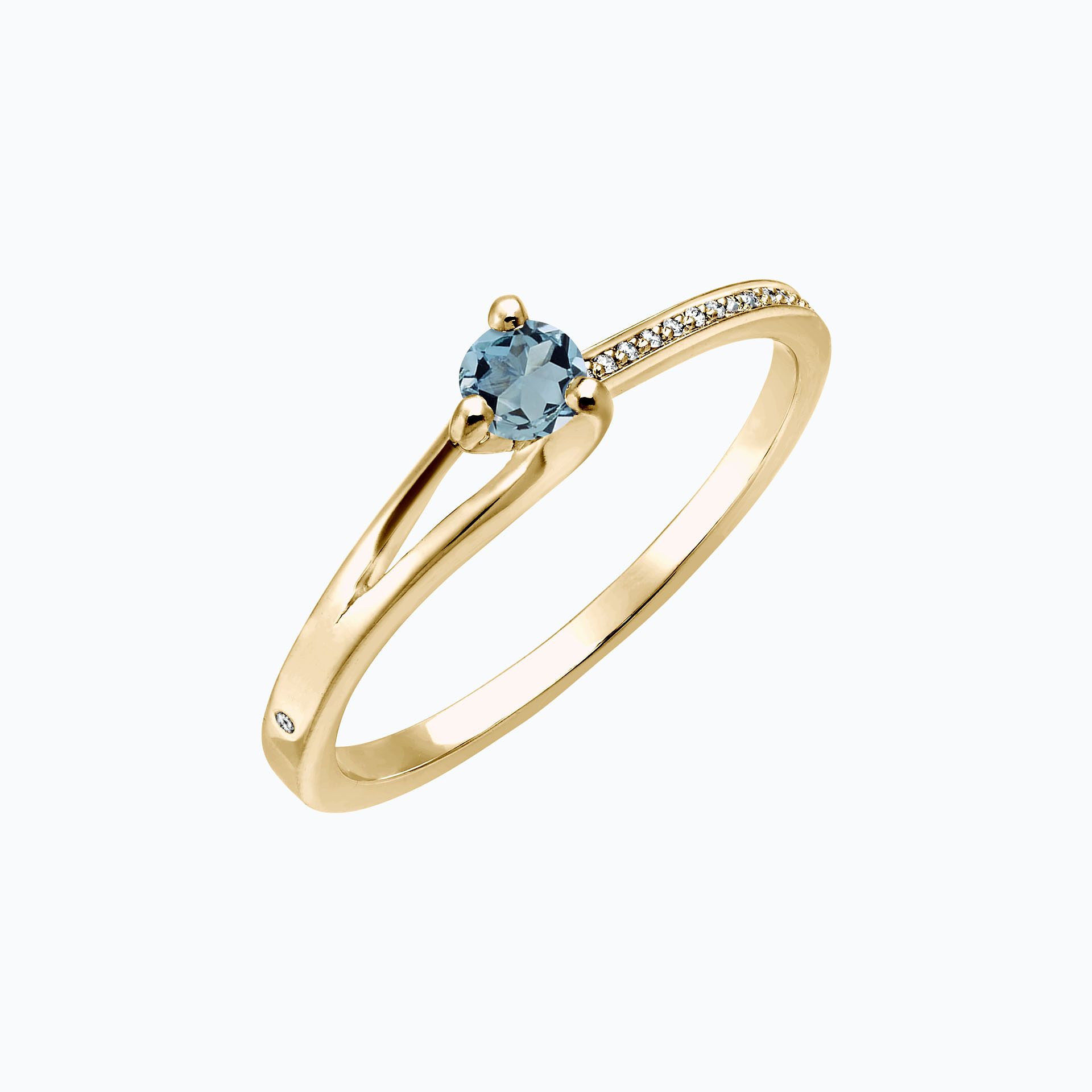 Solitaire Pavé Étoile Aigue-Marine 3.5 mm