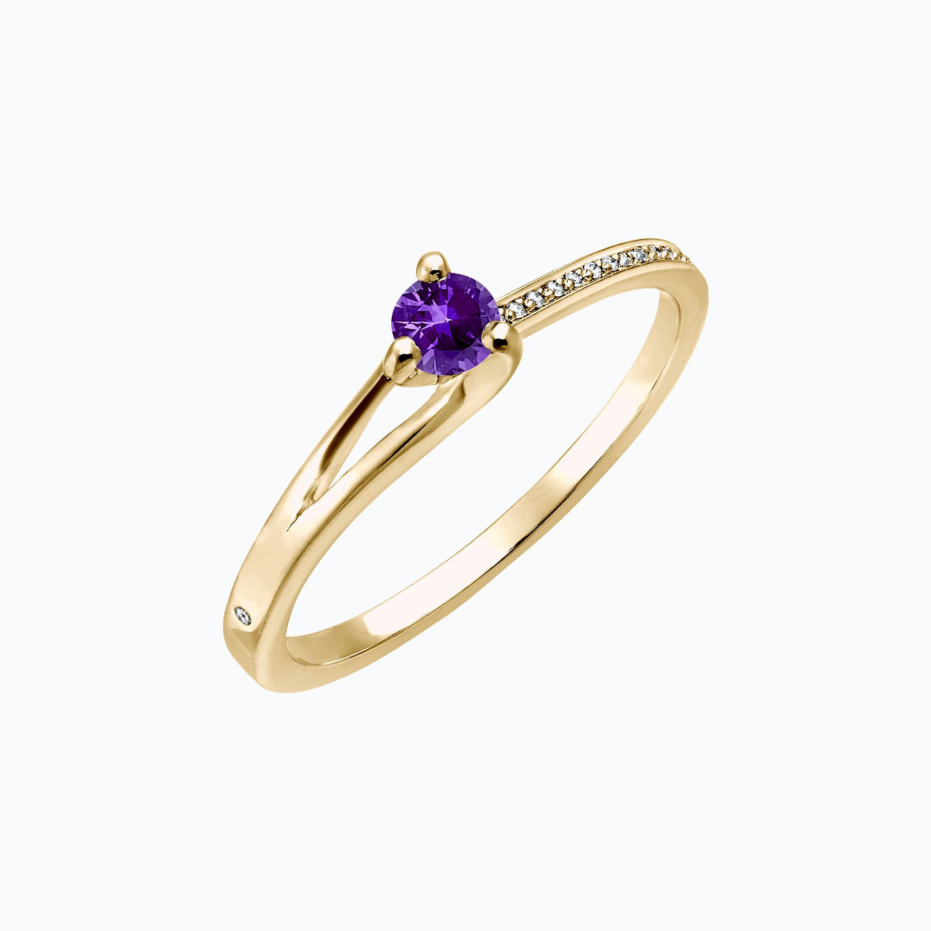 Solitaire Pavé Étoile Améthyste 3.5 mm