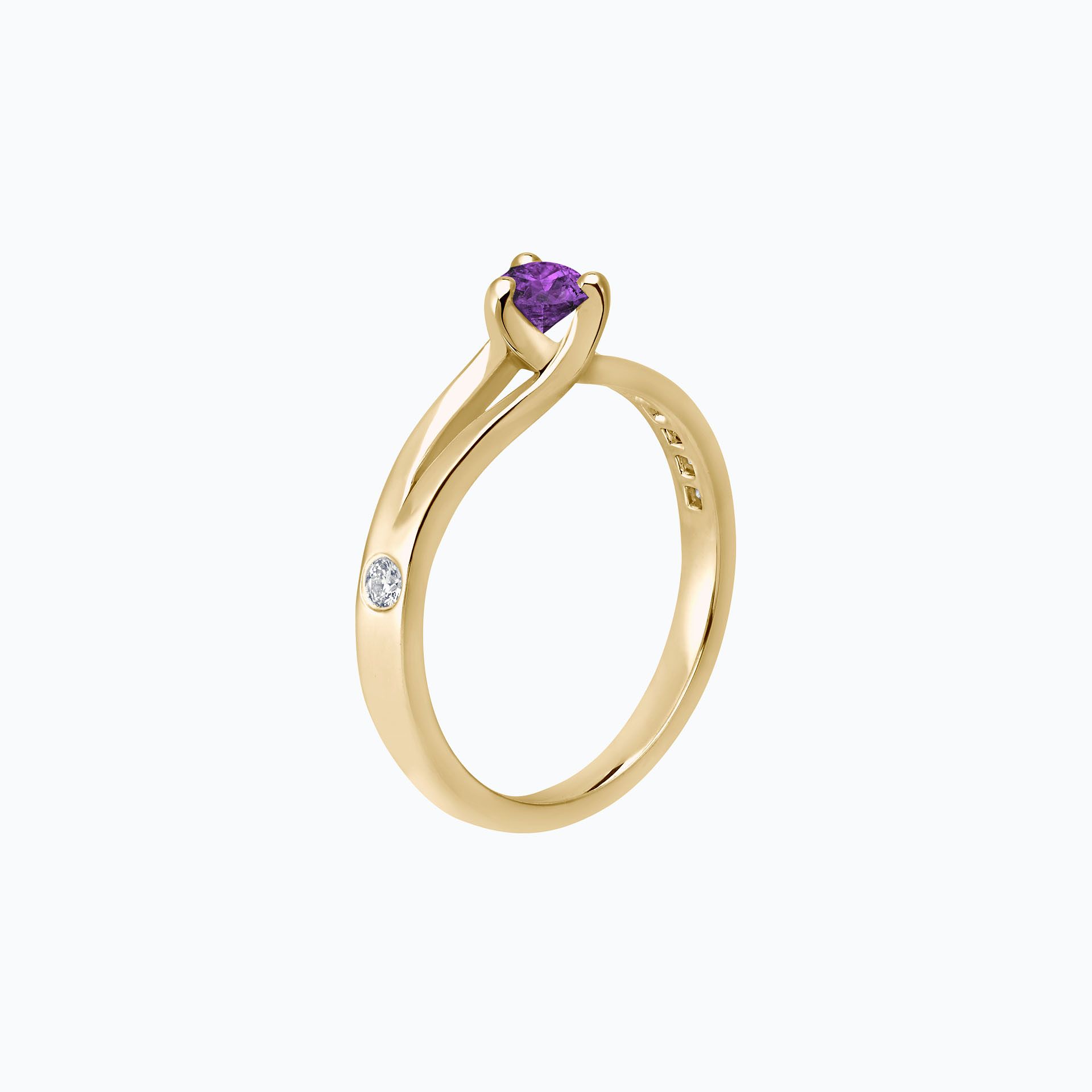 Solitaire Pavé Étoile Améthyste 4.5 mm