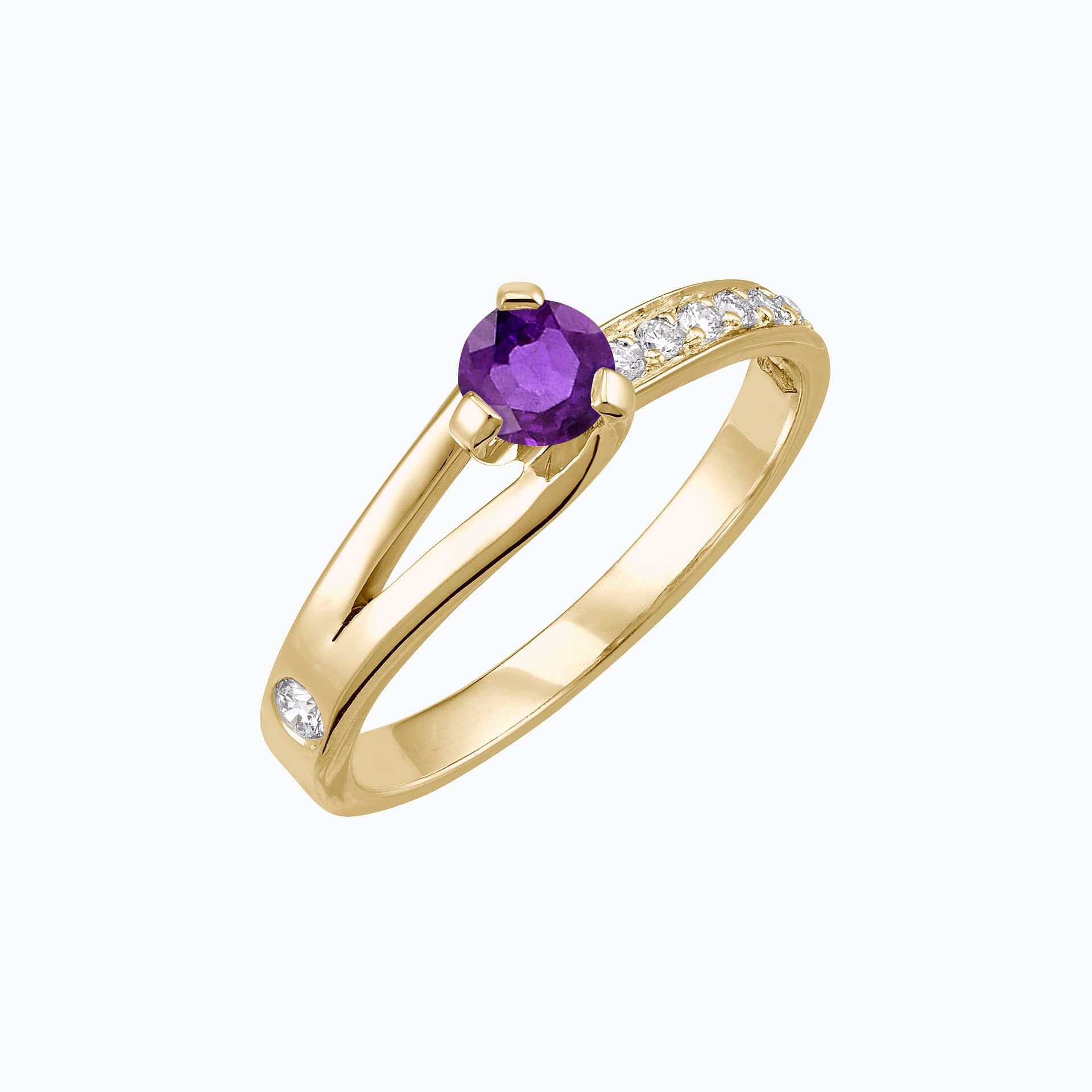 Solitaire Pavé Étoile Améthyste 4.5 mm