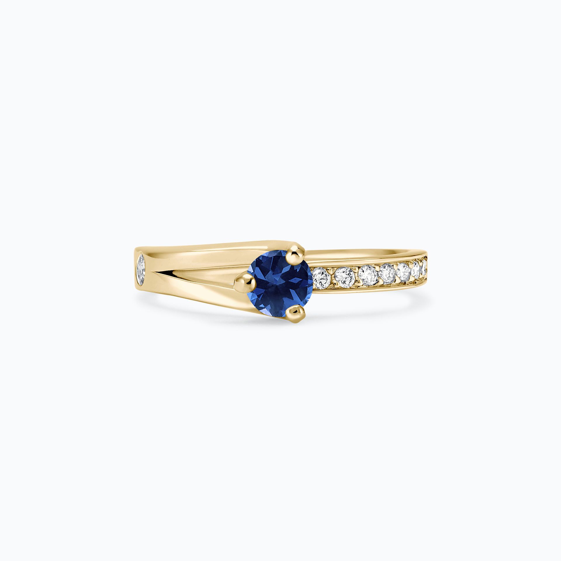 Solitaire Pavé Étoile Saphir Bleu Éclipse 4.5 mm