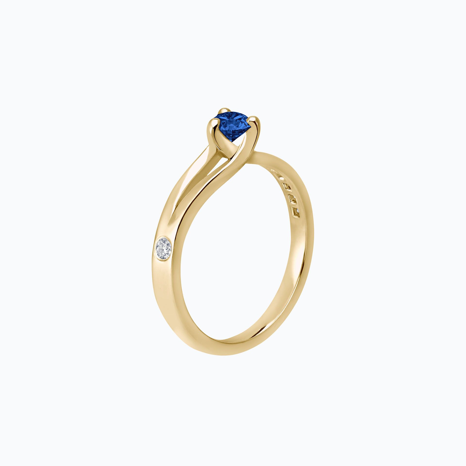 Solitaire Pavé Étoile Saphir Bleu Éclipse 4.5 mm