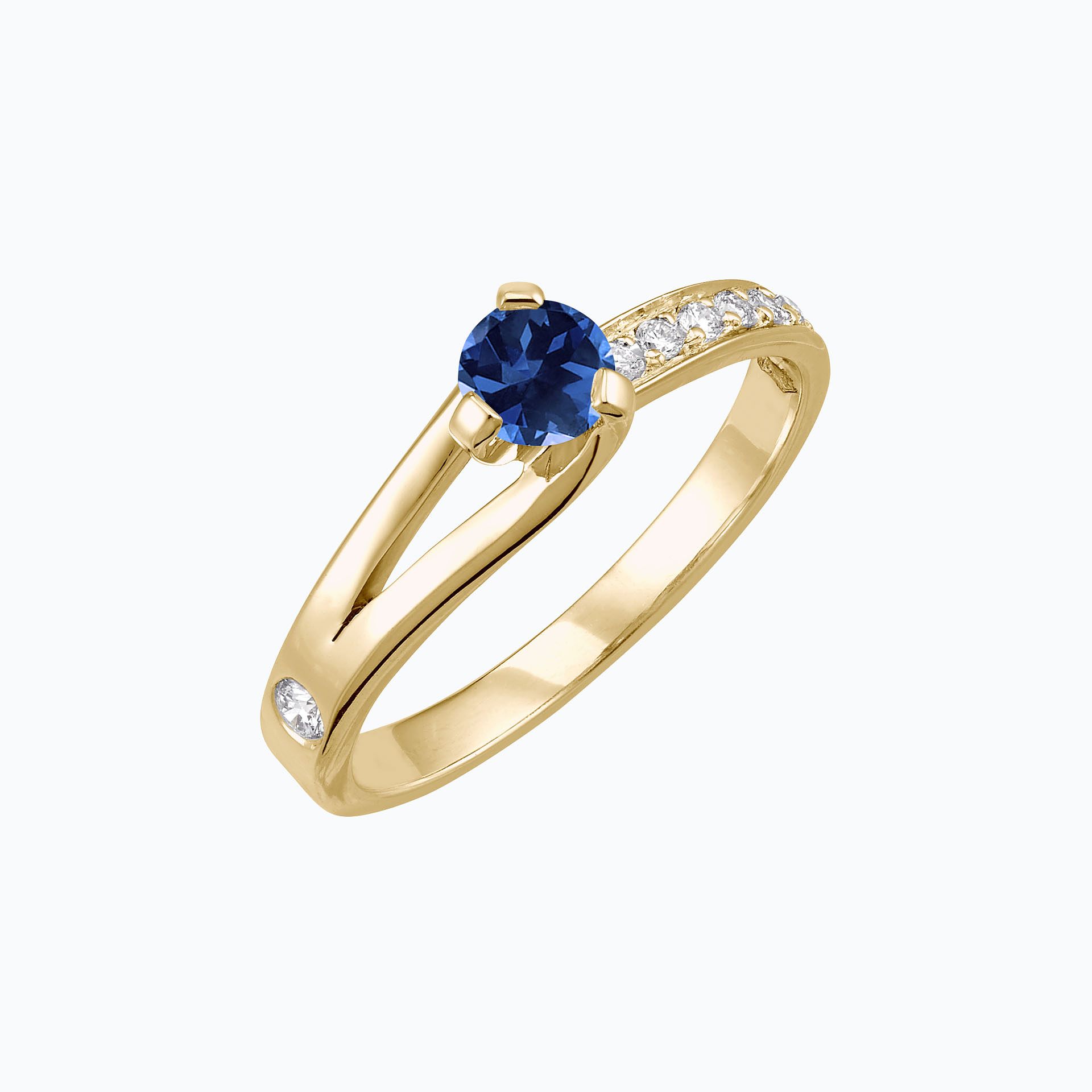 Solitaire Pavé Étoile Saphir Bleu Éclipse 4.5 mm