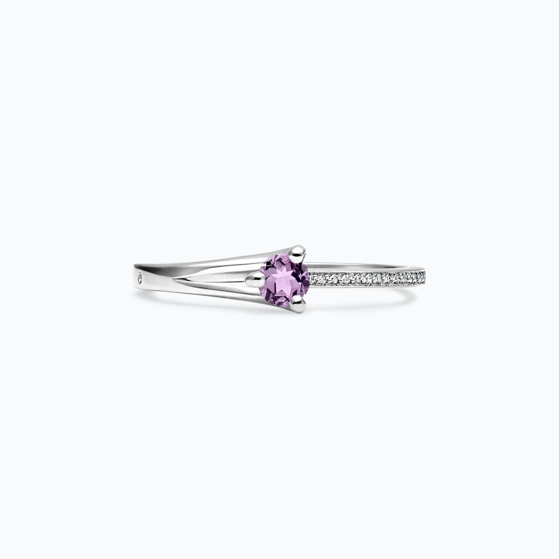 Solitaire Pavé Étoile Saphir Mauve 3.5 mm