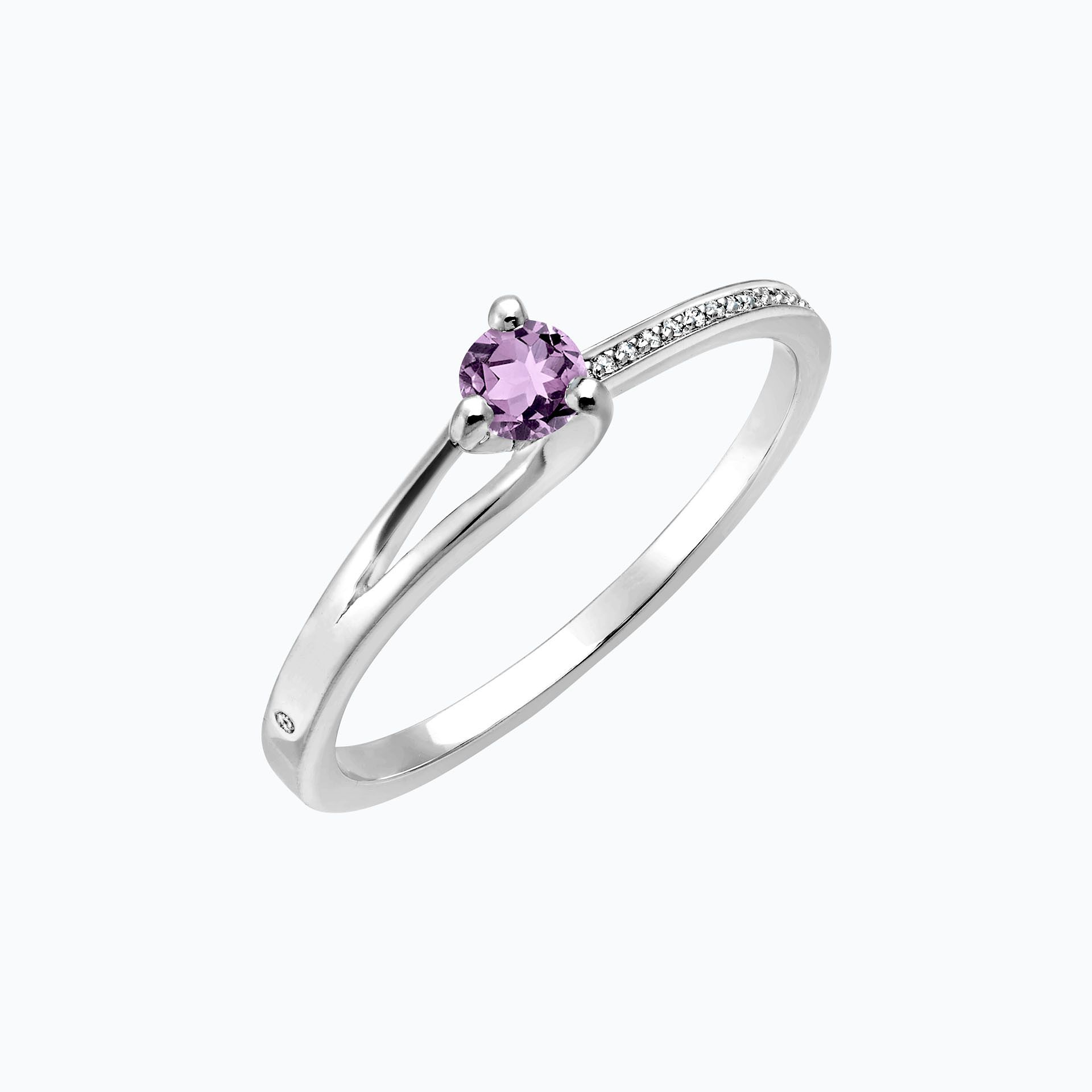 Solitaire Pavé Étoile Saphir Mauve 3.5 mm