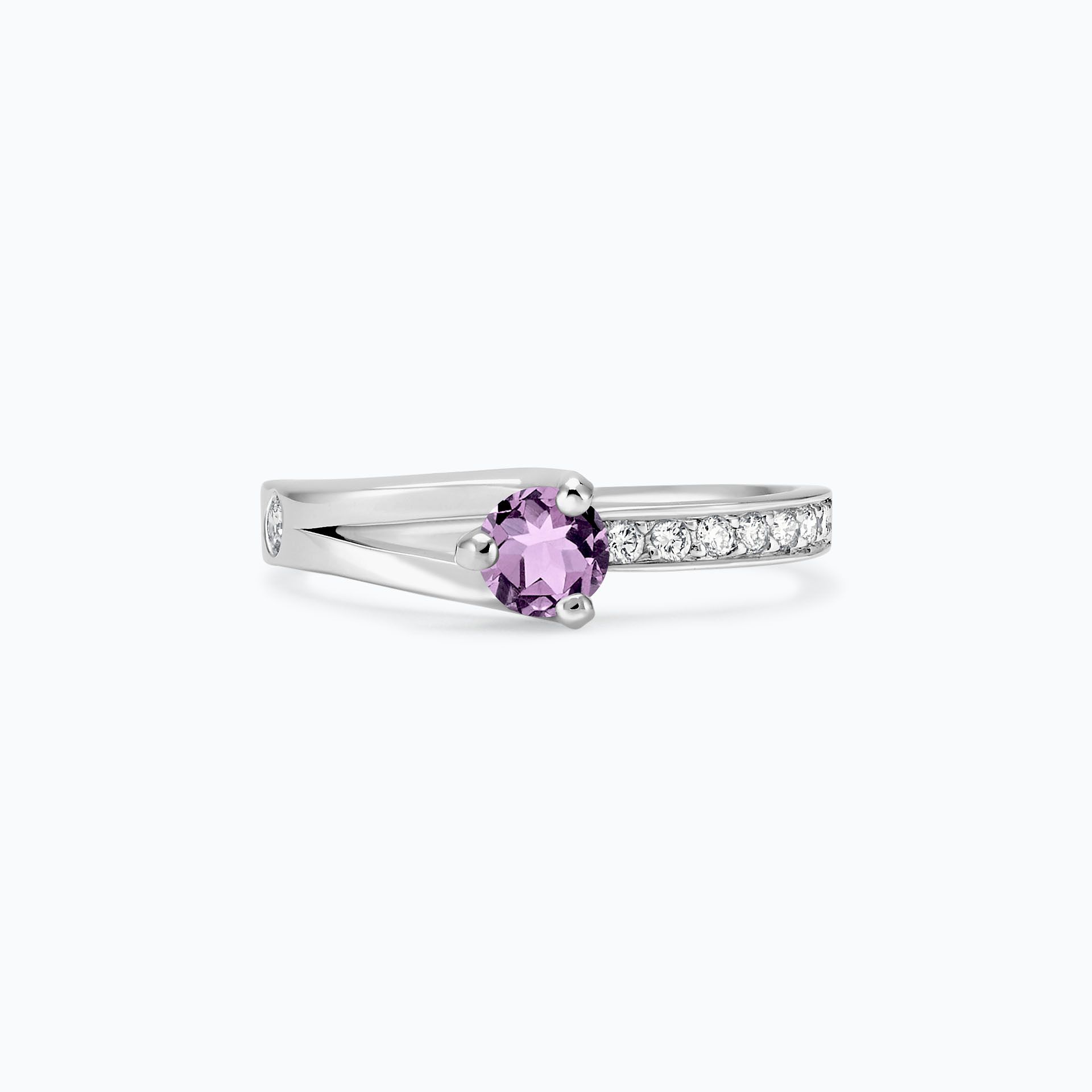 Solitaire Pavé Étoile Saphir Mauve 4.5 mm