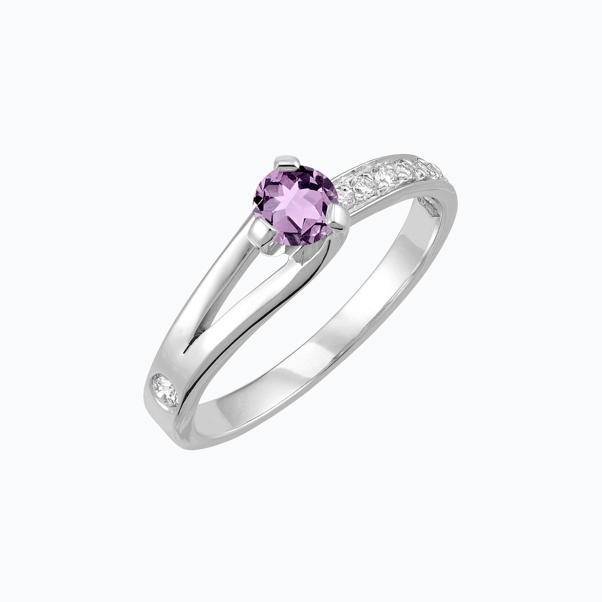 Solitaire Pavé Étoile Saphir Mauve 4.5 mm
