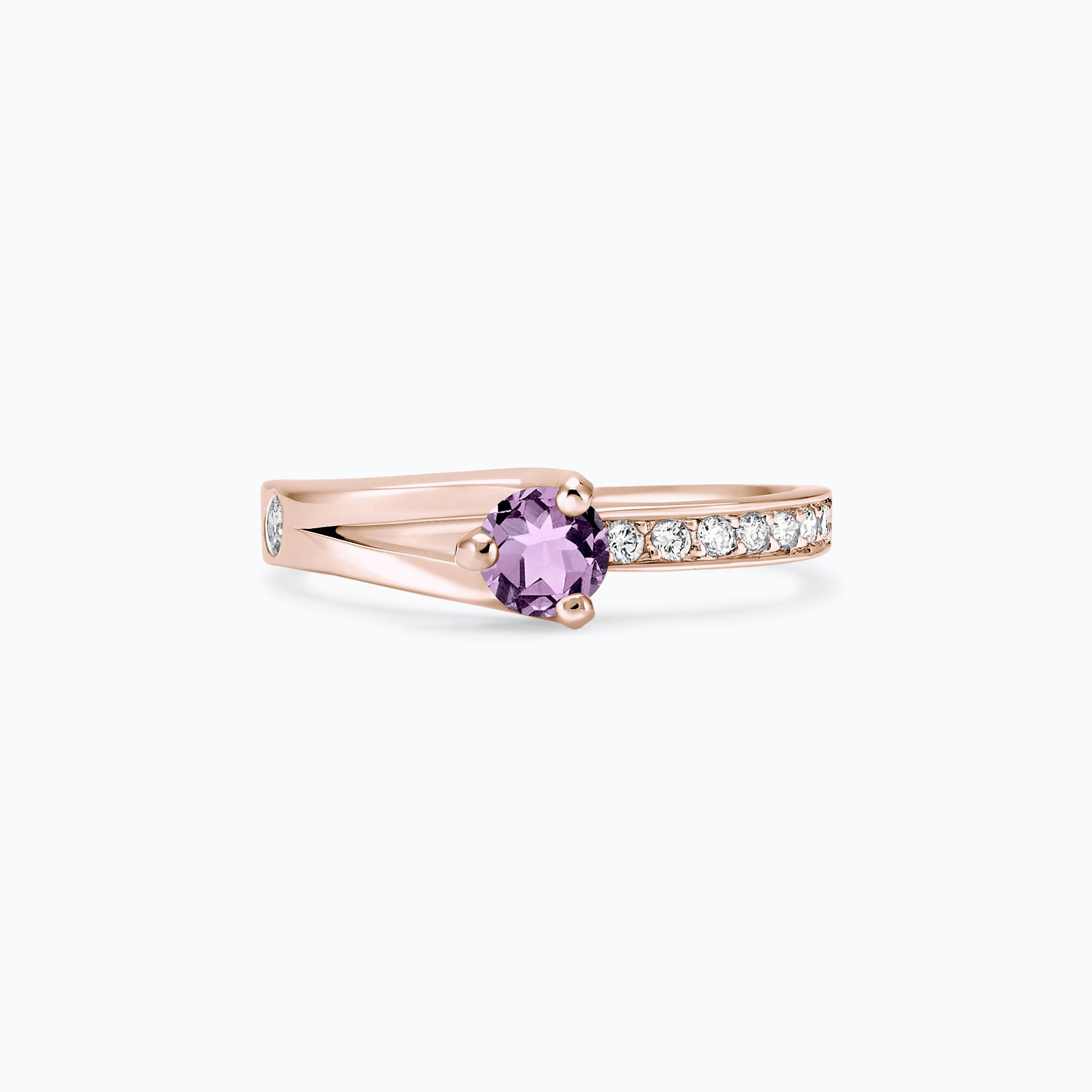 Solitaire Pavé Étoile Saphir Mauve 4.5 mm