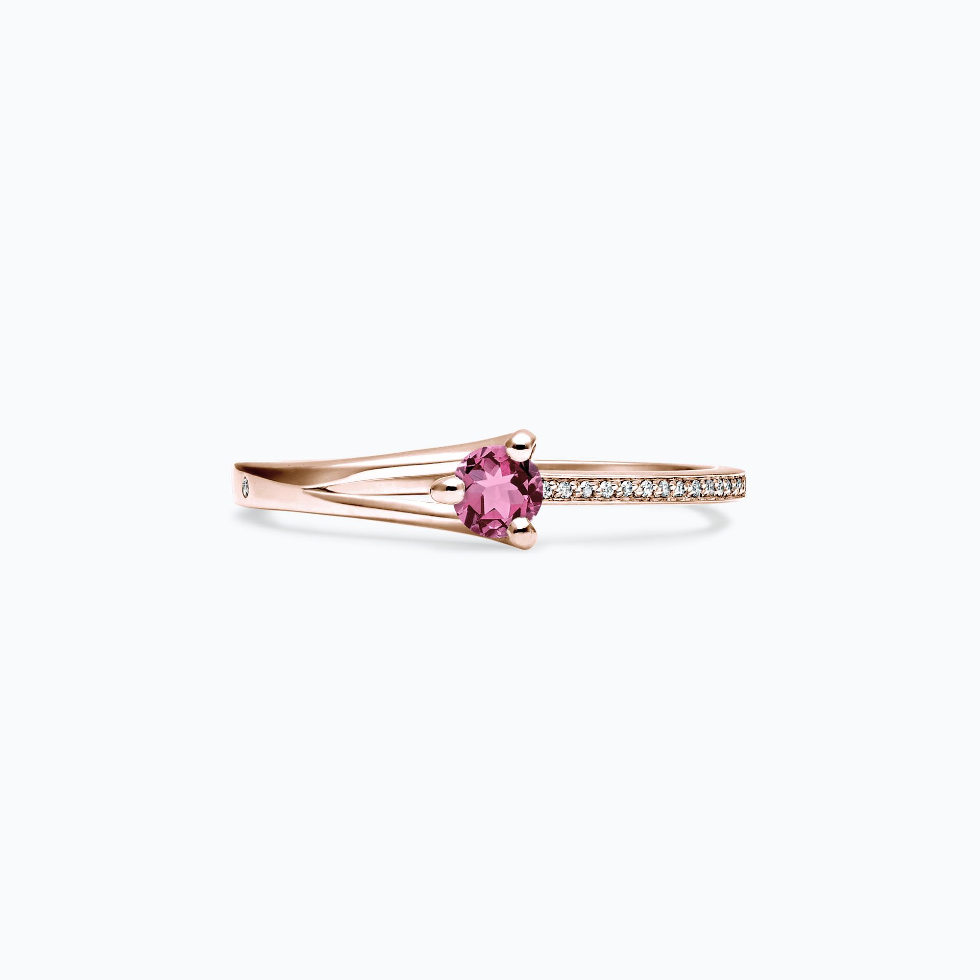 Solitaire Pavé Étoile Saphir Rose Pivoine 3.5 mm