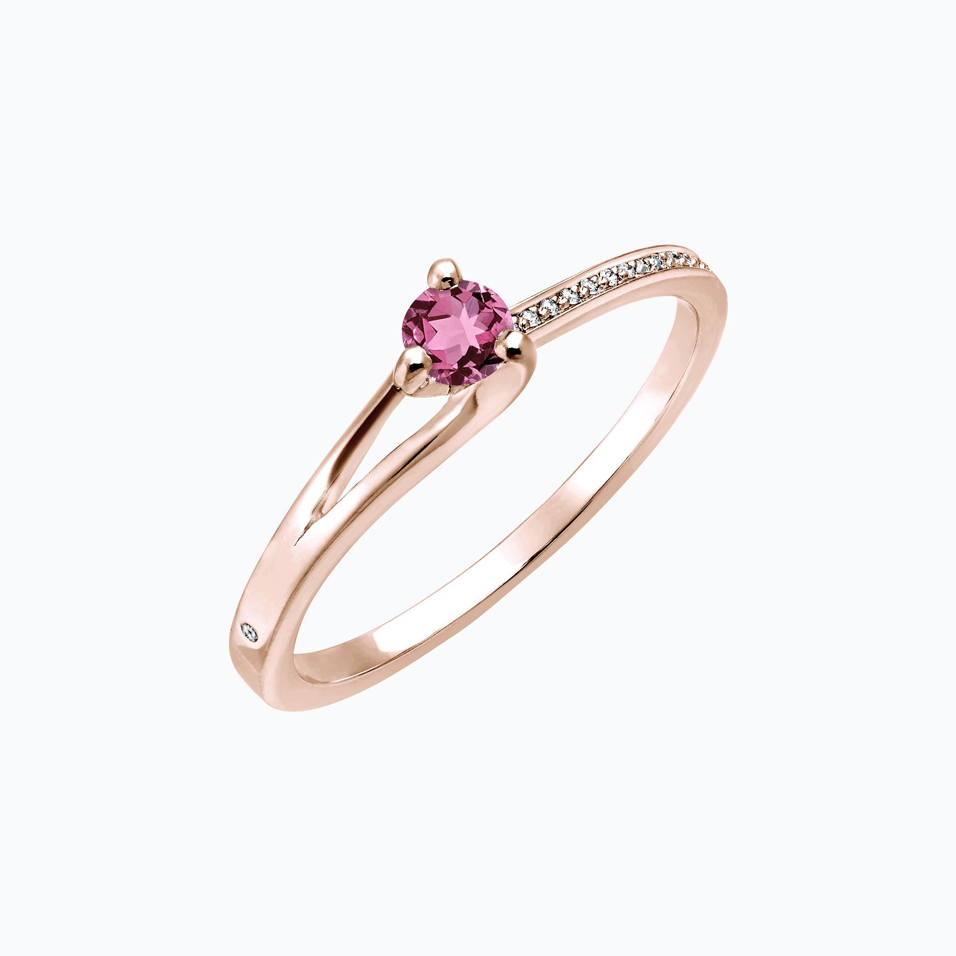 Solitaire Pavé Étoile Saphir Rose Pivoine 3.5 mm