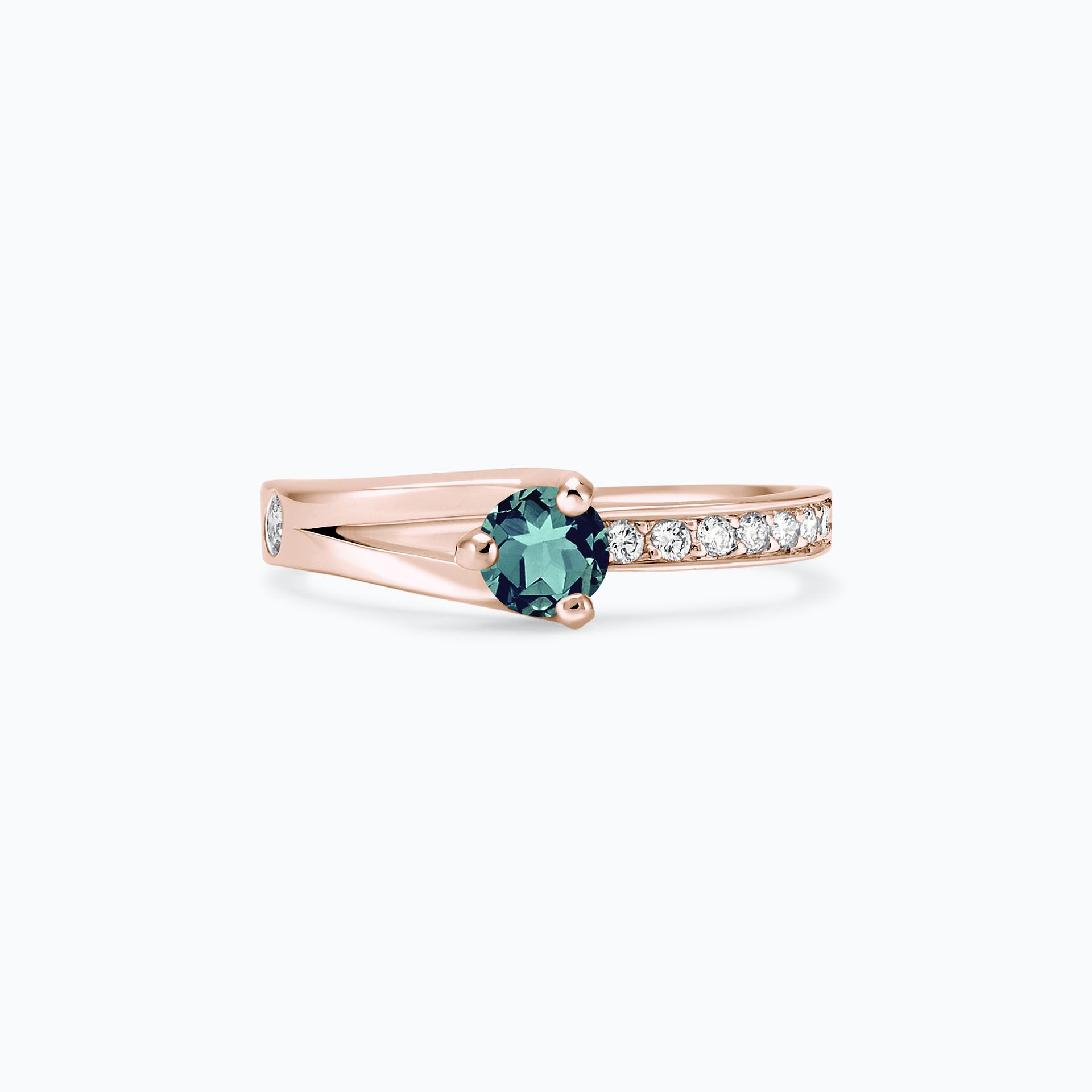 Solitaire Pavé Étoile Saphir Teal 4.5 mm