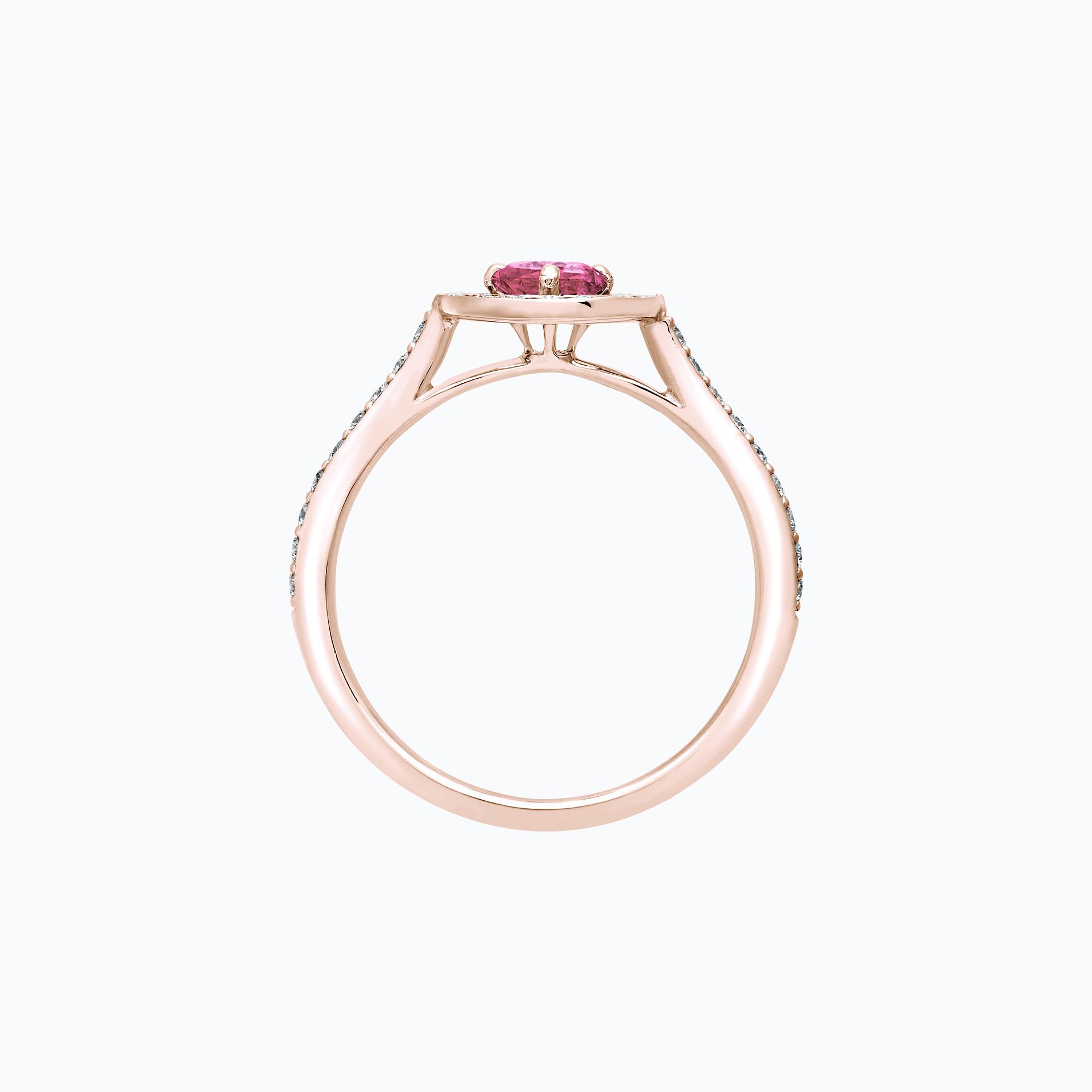 Solitaire Pavé Attraction Saphir Rose Pivoine