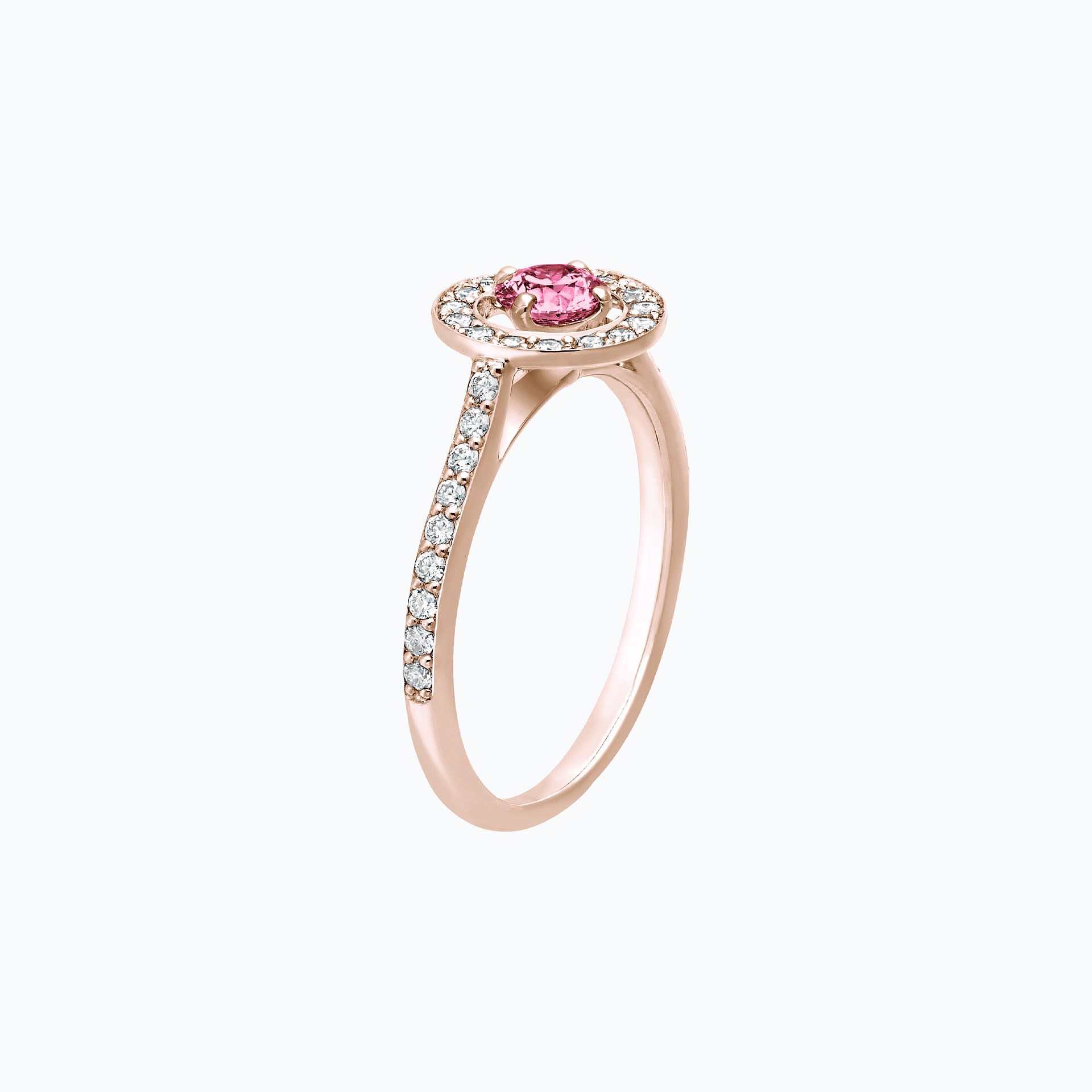 Solitaire Pavé Attraction Saphir Rose Pivoine