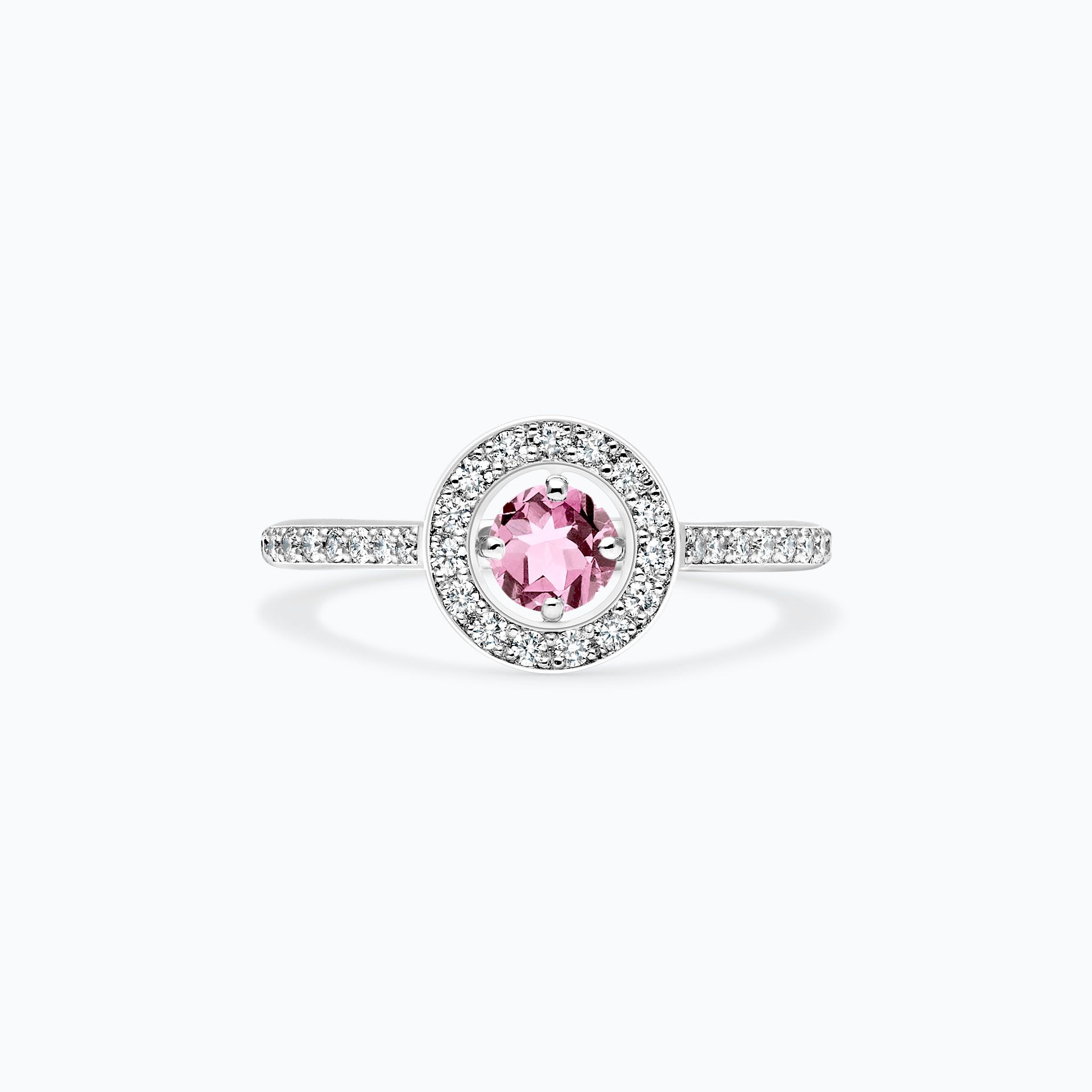 Solitaire Pavé Attraction Saphir Rose Poudré