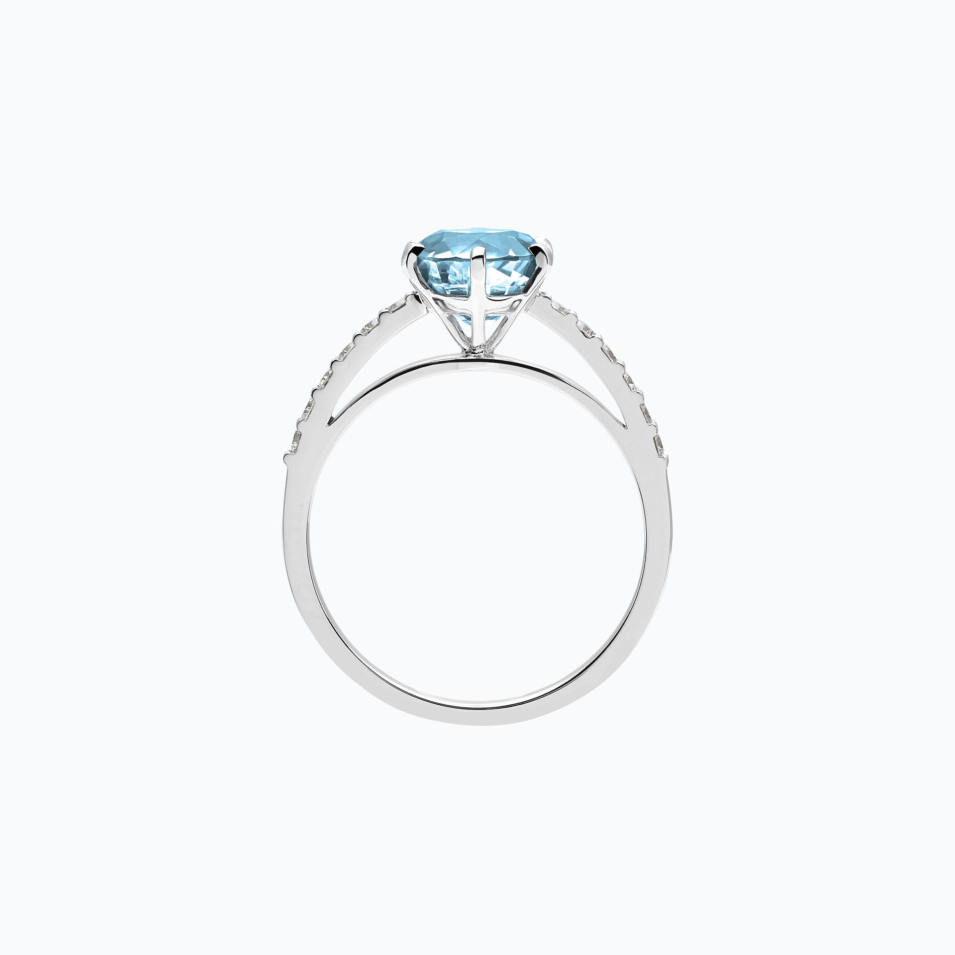Solitaire Pavé Camille Aigue-Marine 6 mm