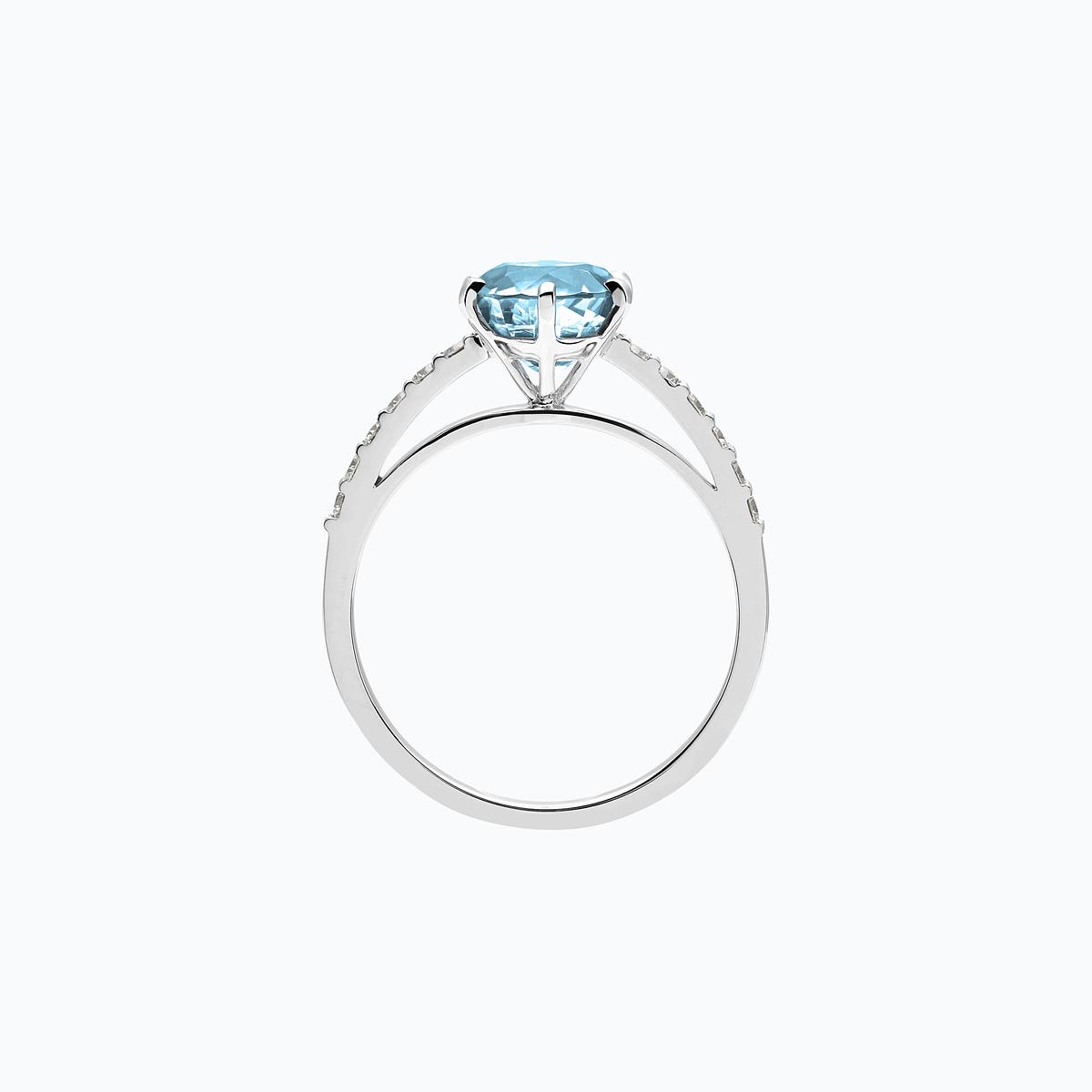 Solitaire Pavé Camille Aigue-Marine 6 mm
