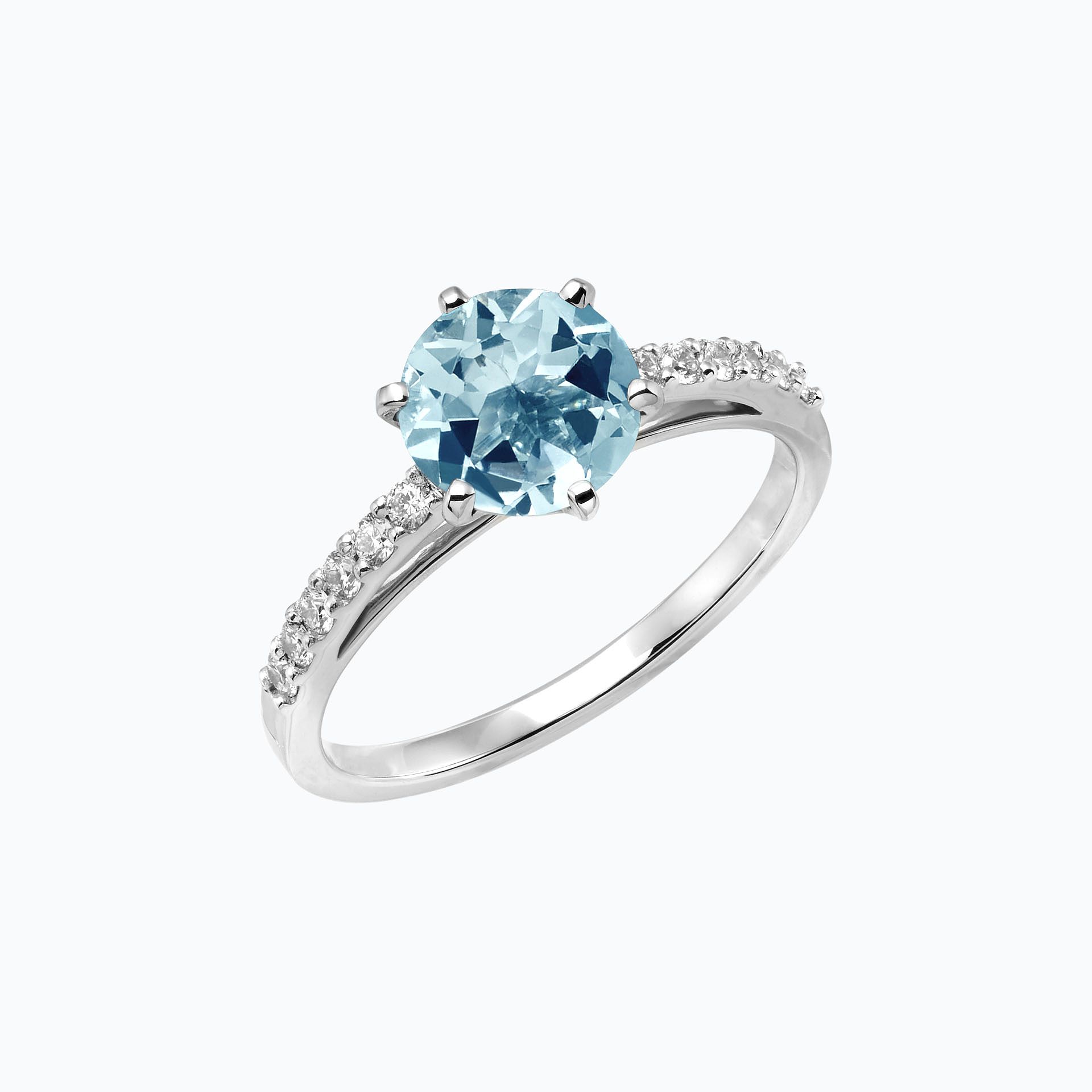 Solitaire Pavé Camille Aigue-Marine 6 mm