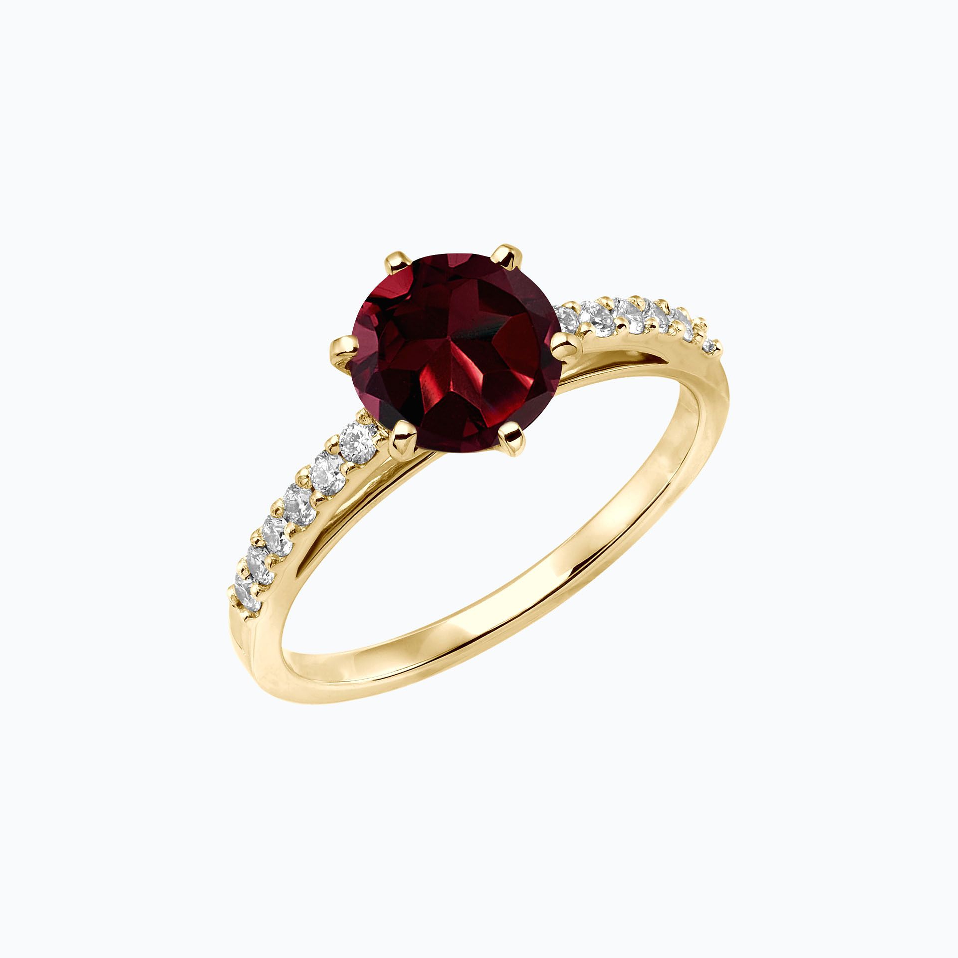 Solitaire Pavé Camille Grenat 6 mm
