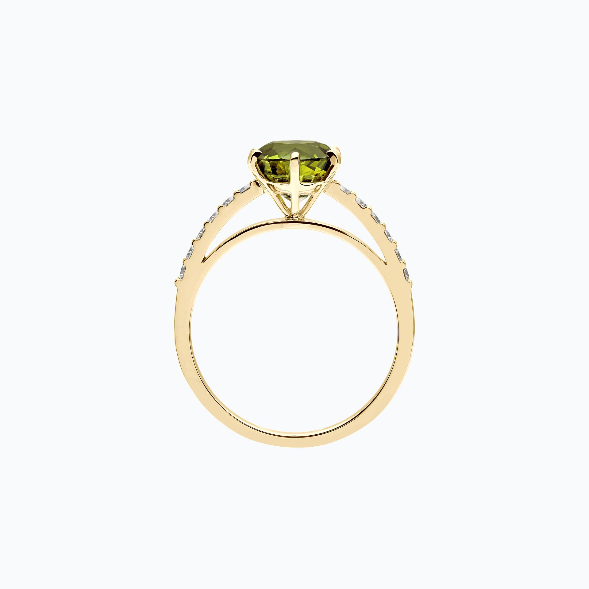 Solitaire Pavé Camille Péridot 6 mm