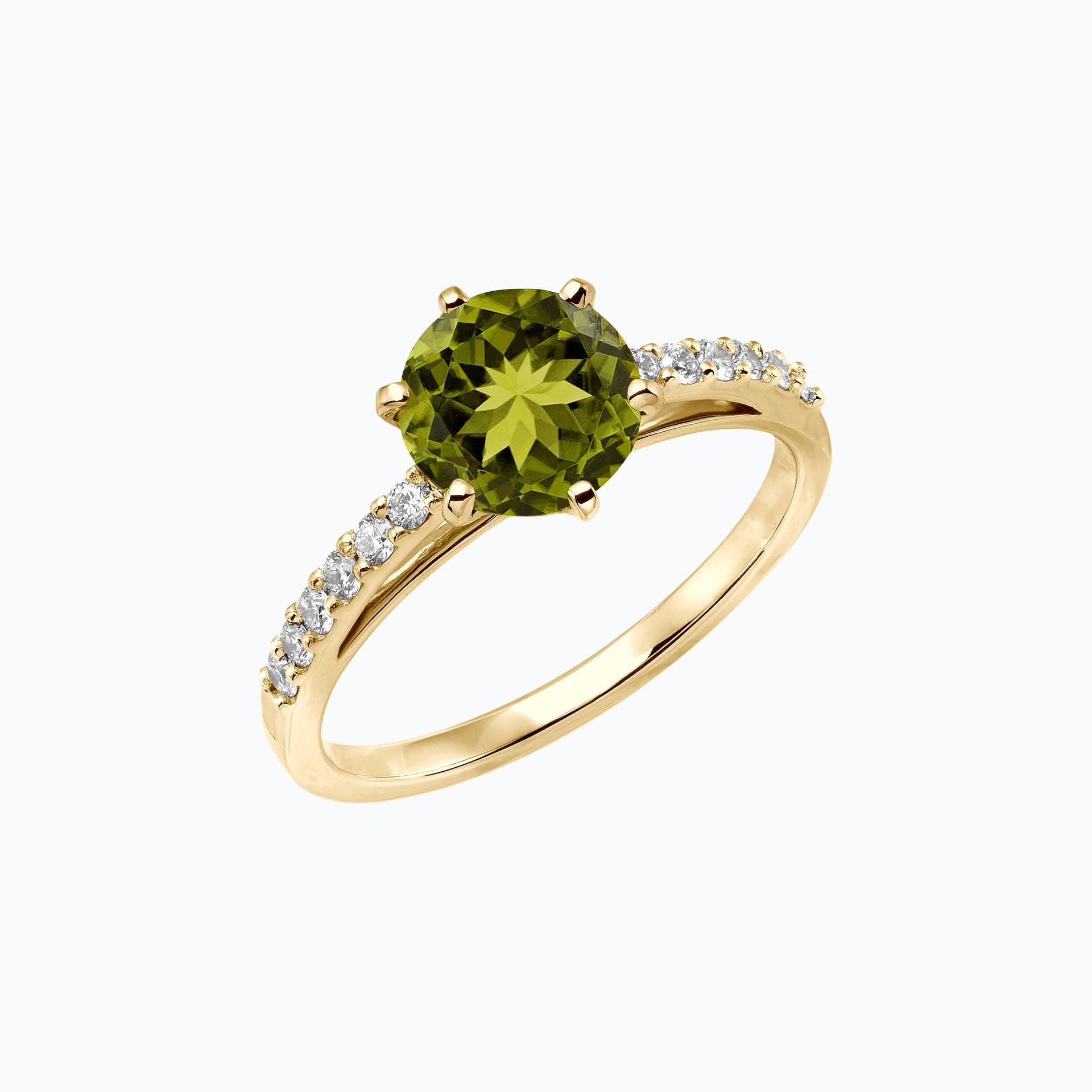 Solitaire Pavé Camille Péridot 6 mm