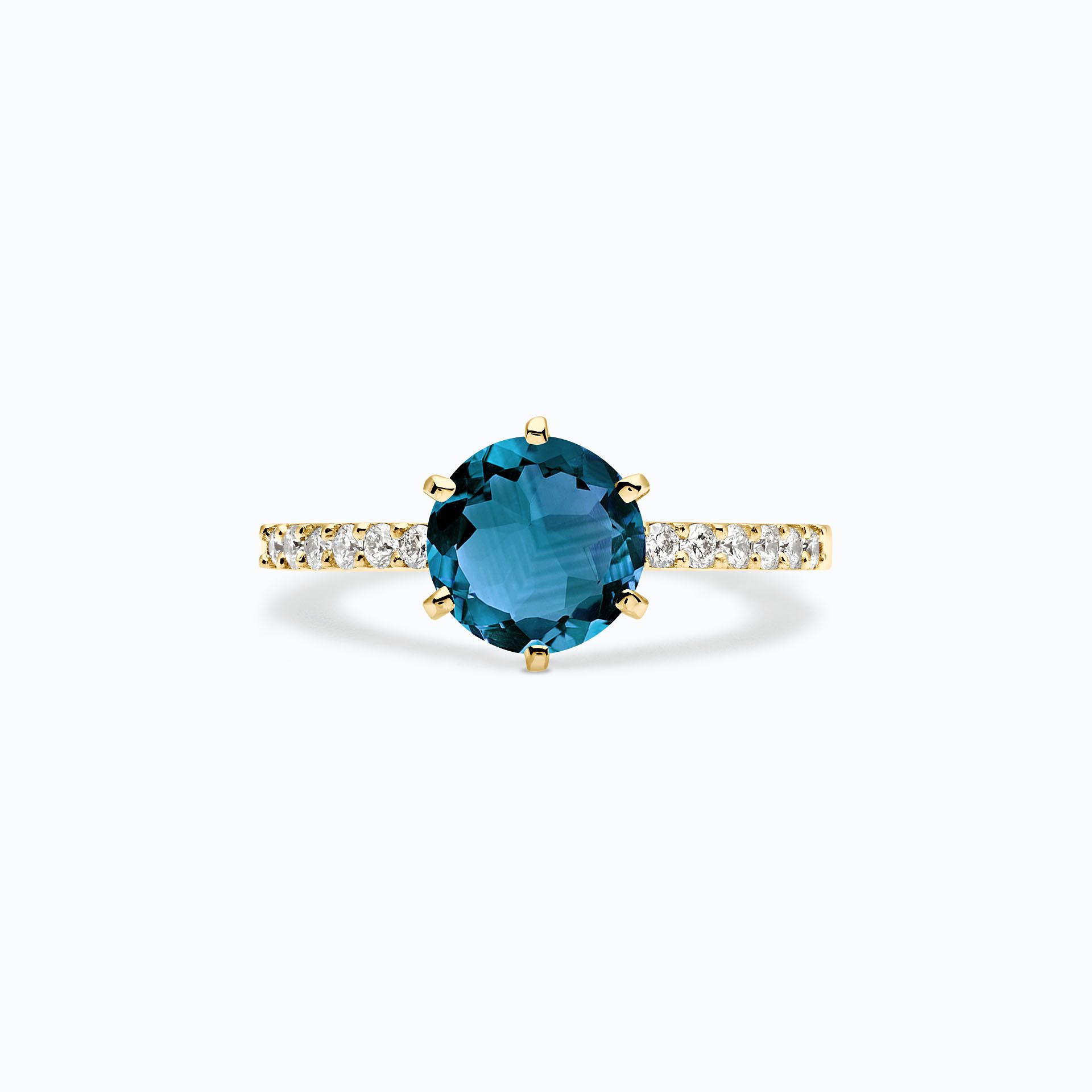 Solitaire Pavé Camille Topaze Blue London 6 mm