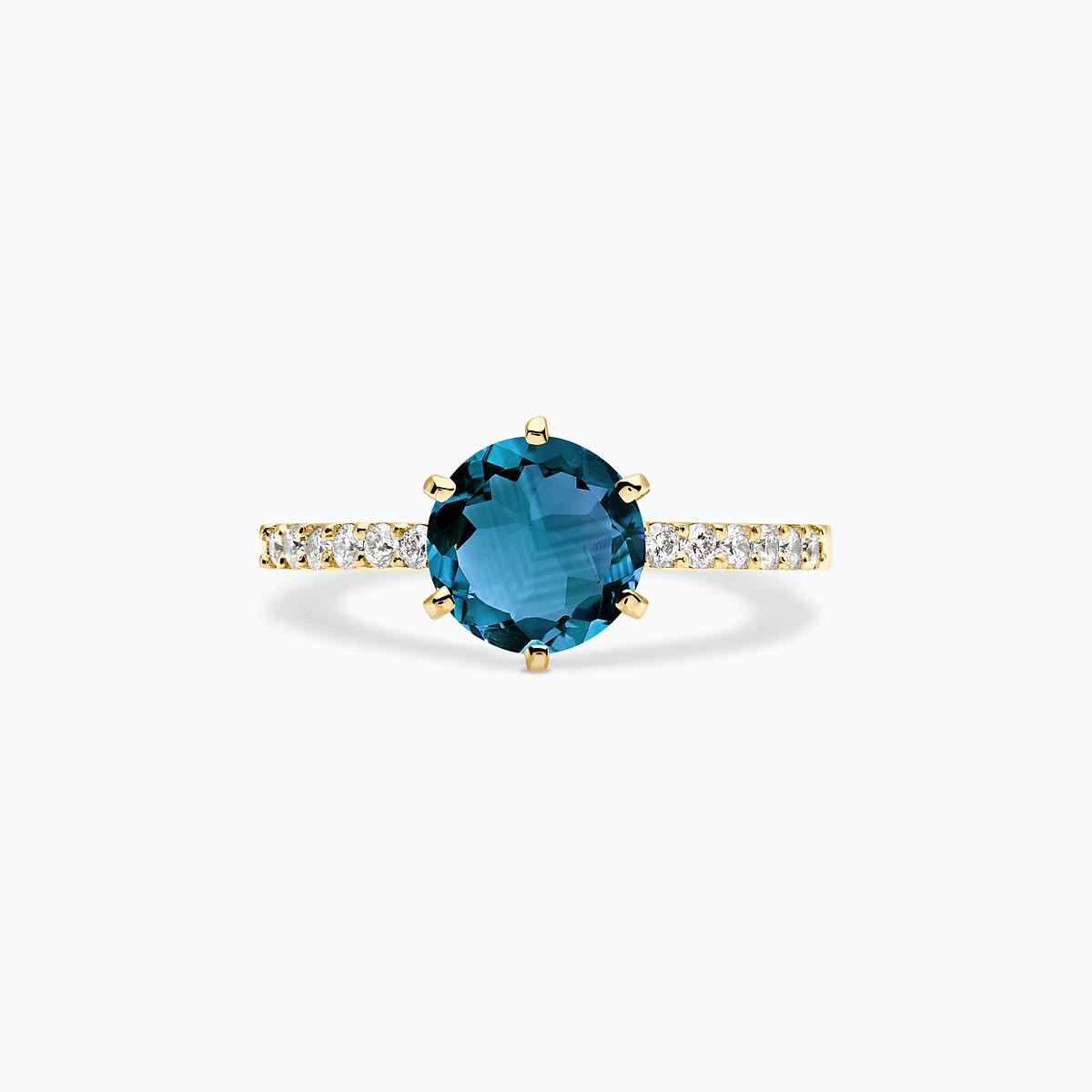 Solitaire Pavé Camille Topaze Blue London 6 mm