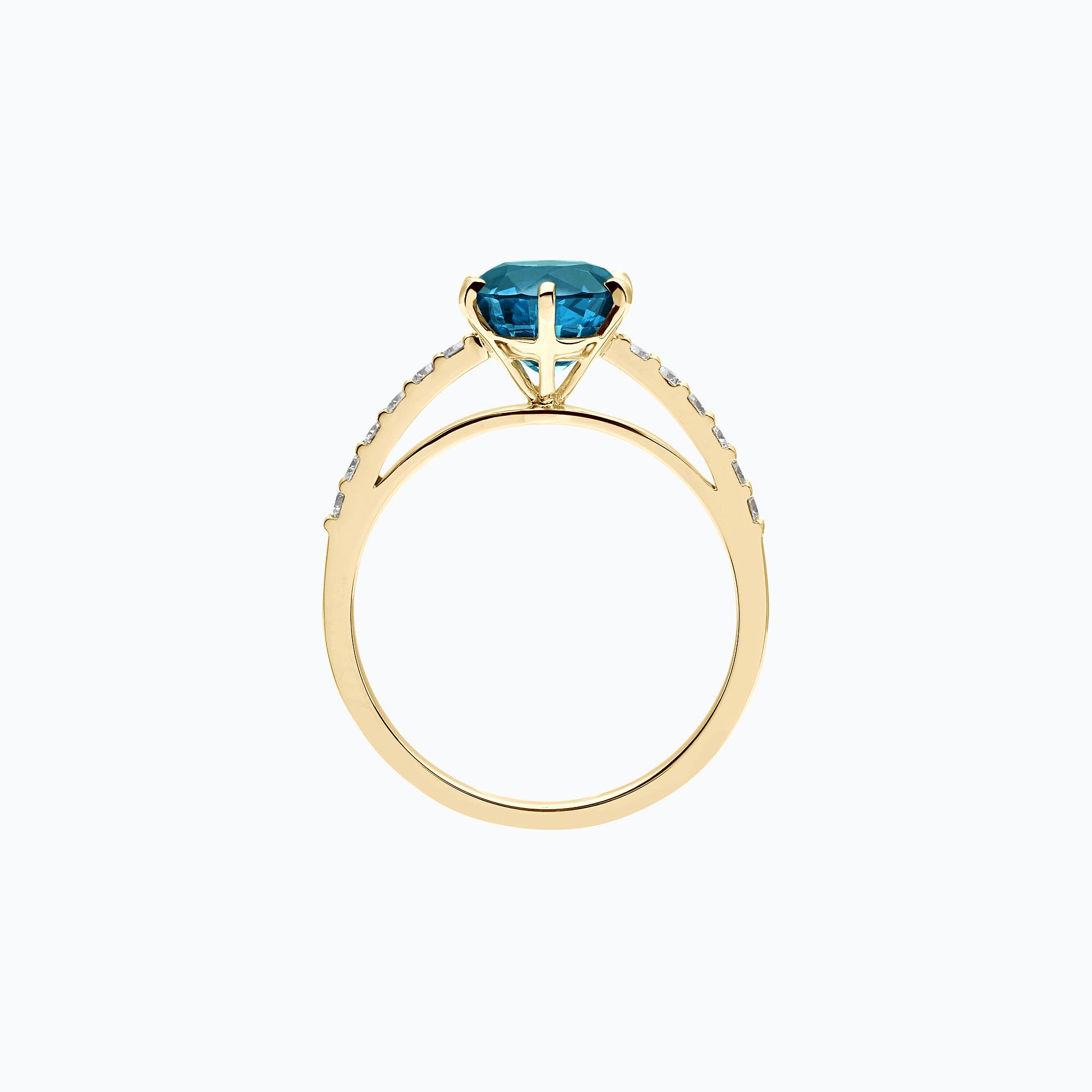 Solitaire Pavé Camille Topaze Blue London 6 mm
