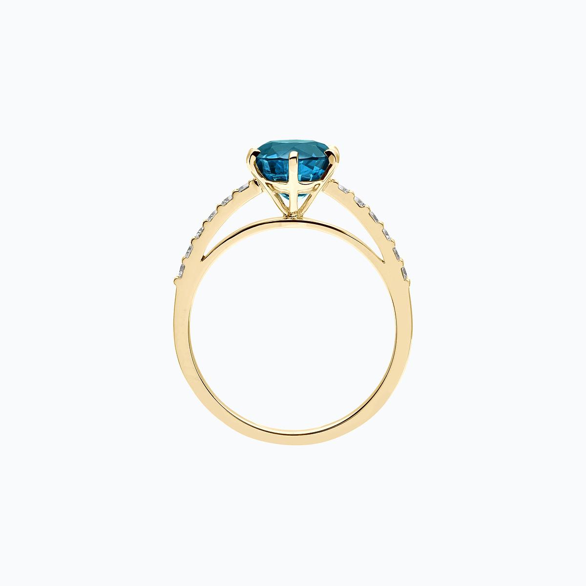 Solitaire Pavé Camille Topaze Blue London 6 mm