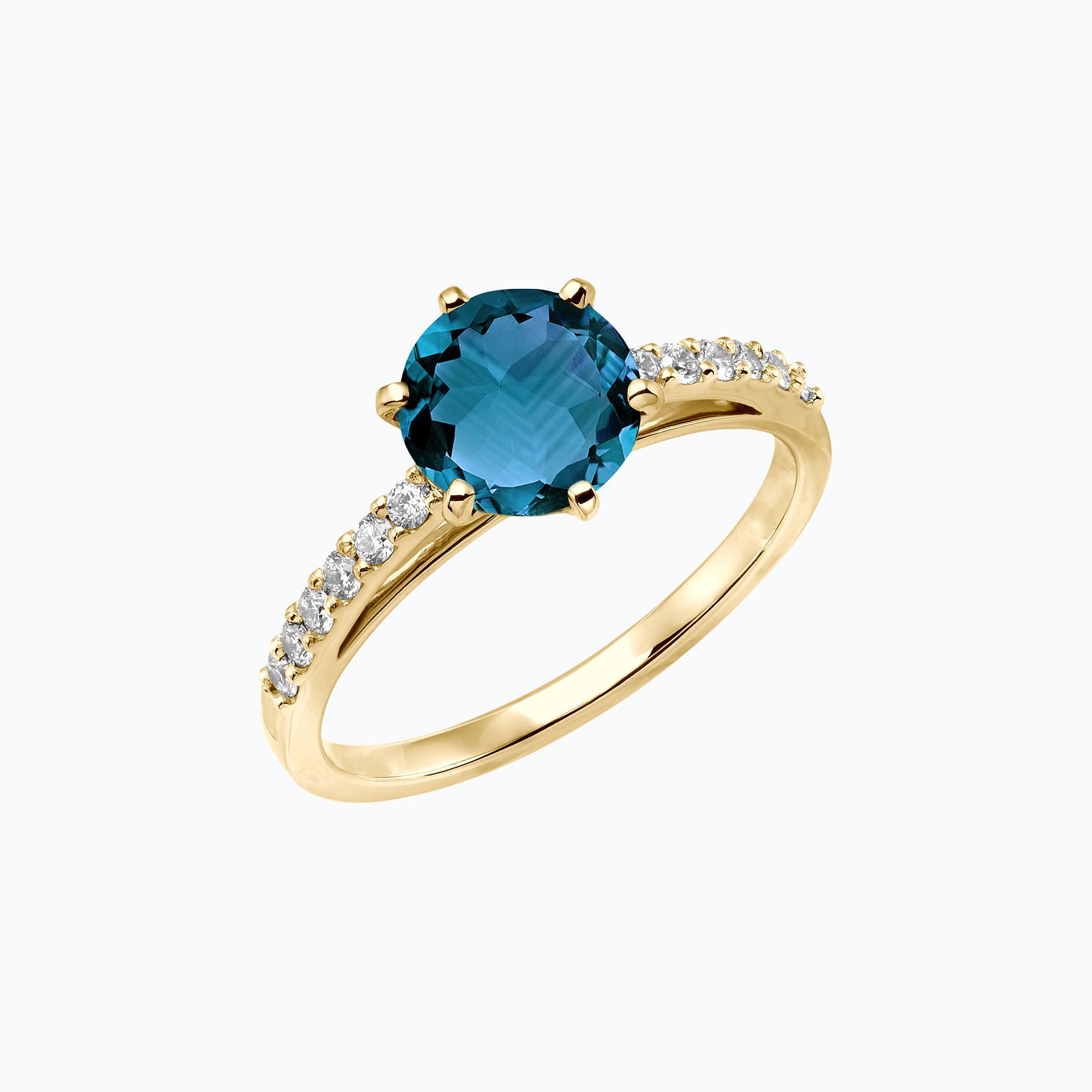 Solitaire Pavé Camille Topaze Blue London 6 mm