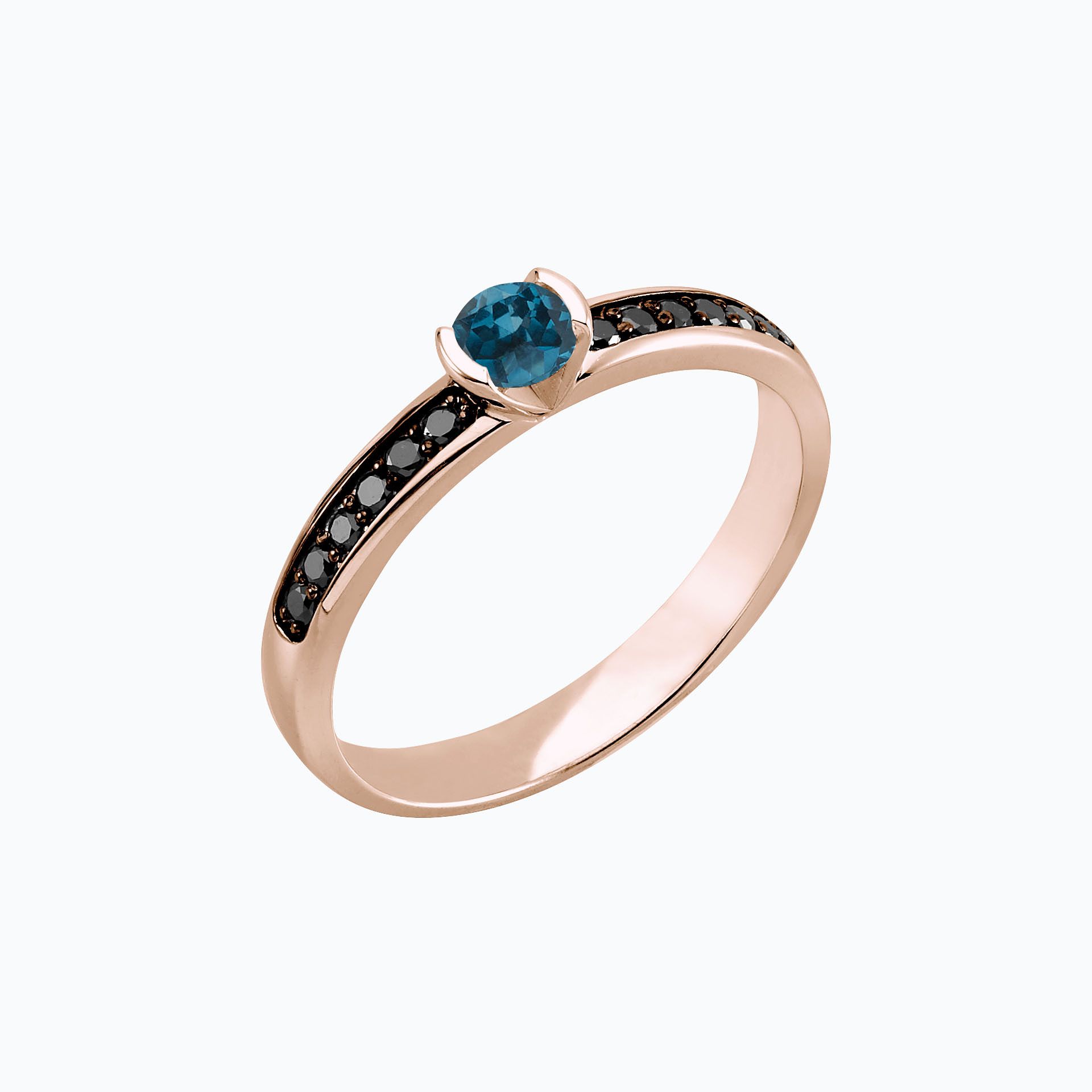 Solitaire Pavé Flora Topaze Blue London 3.5 mm